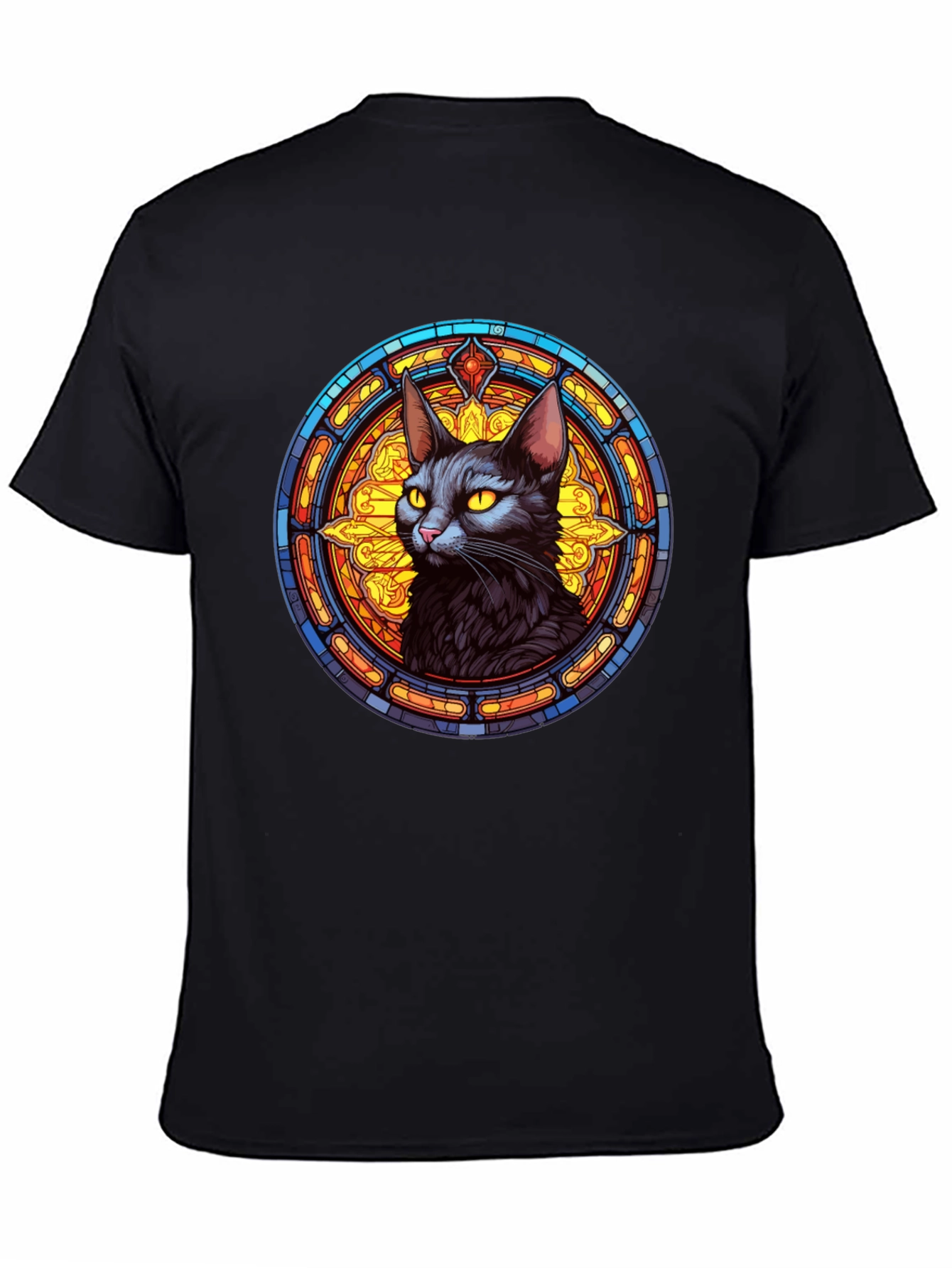 Stained Glass Cat Graphic Tee - Unique Design