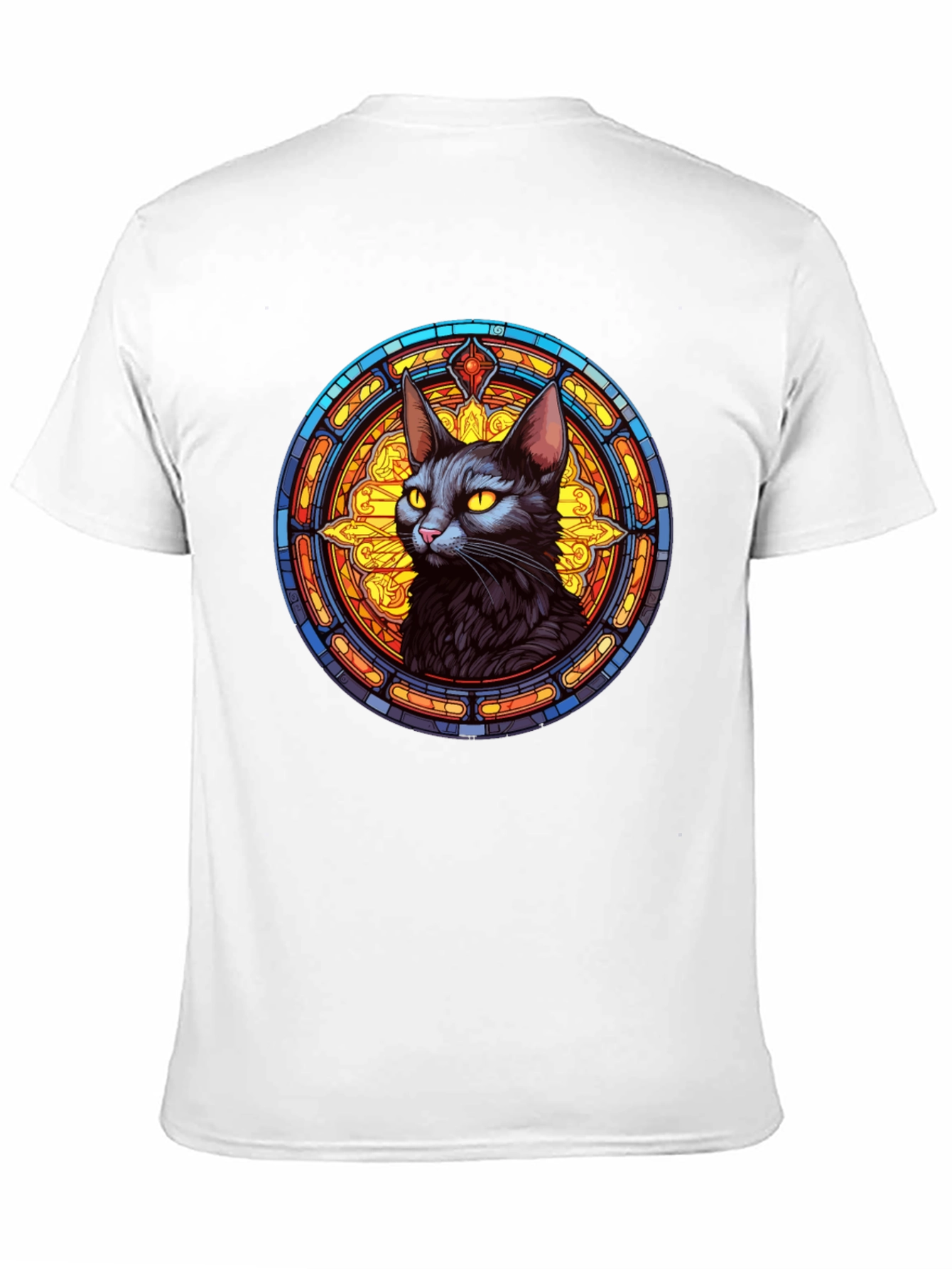 Stained Glass Cat Graphic Tee - Unique Design
