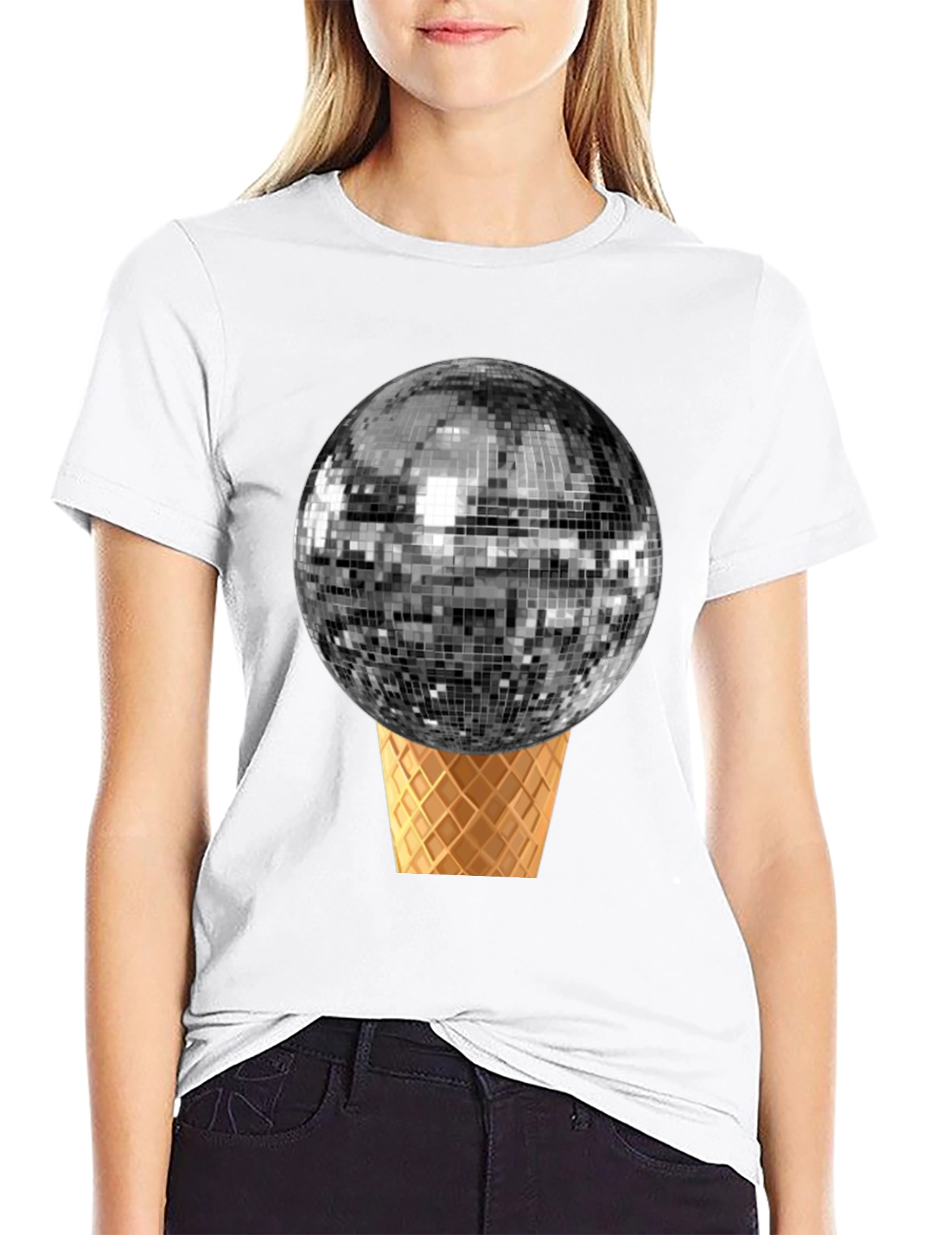 Disco Ball Ice Cream Cone Graphic Tee