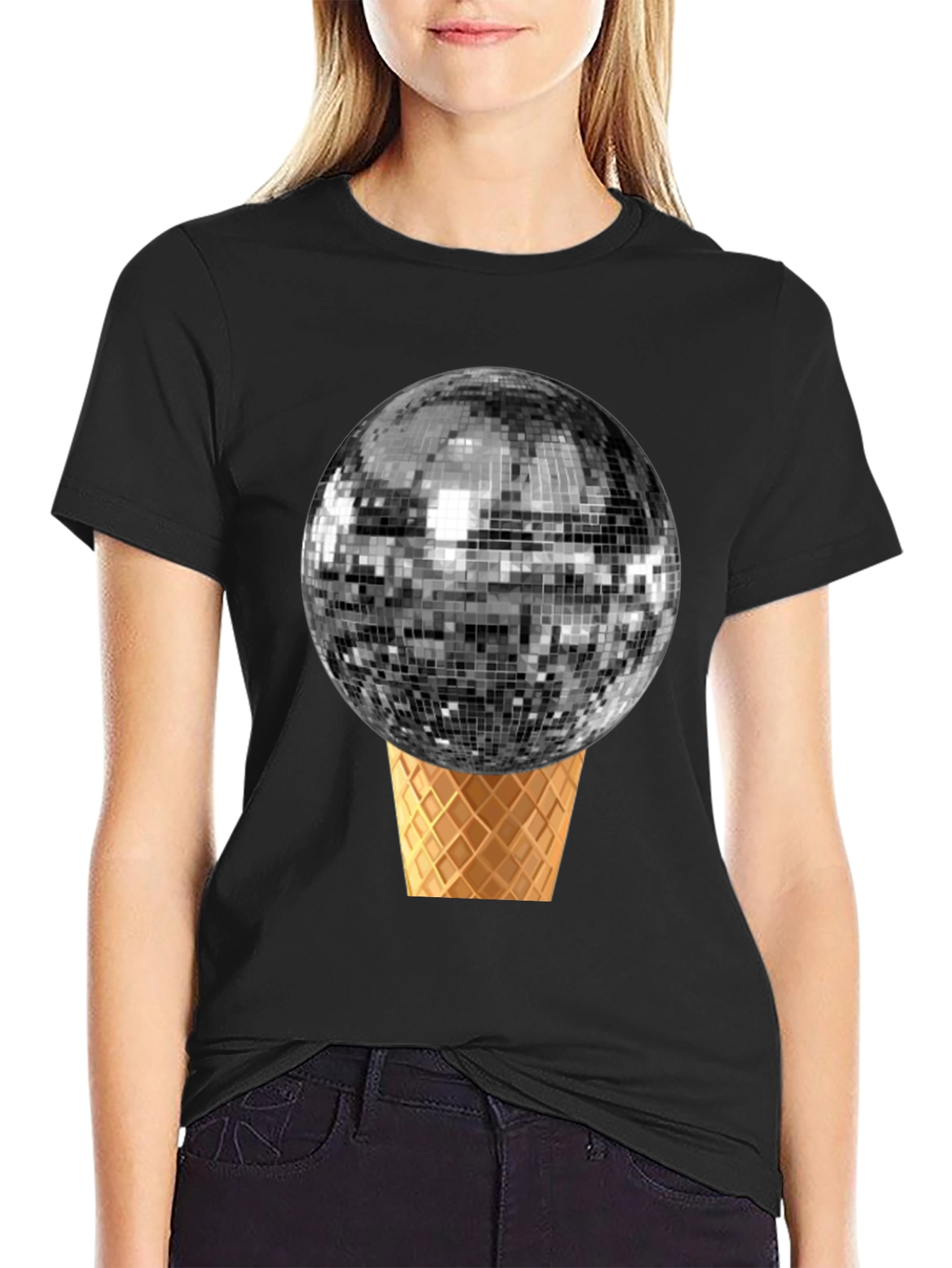 Disco Ball Ice Cream Cone Graphic Tee