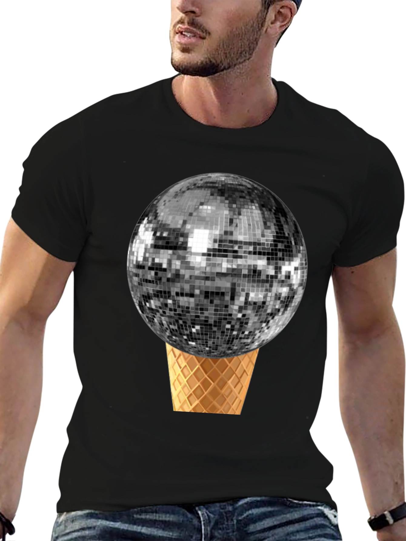 Disco Ball Ice Cream Cone Graphic Tee