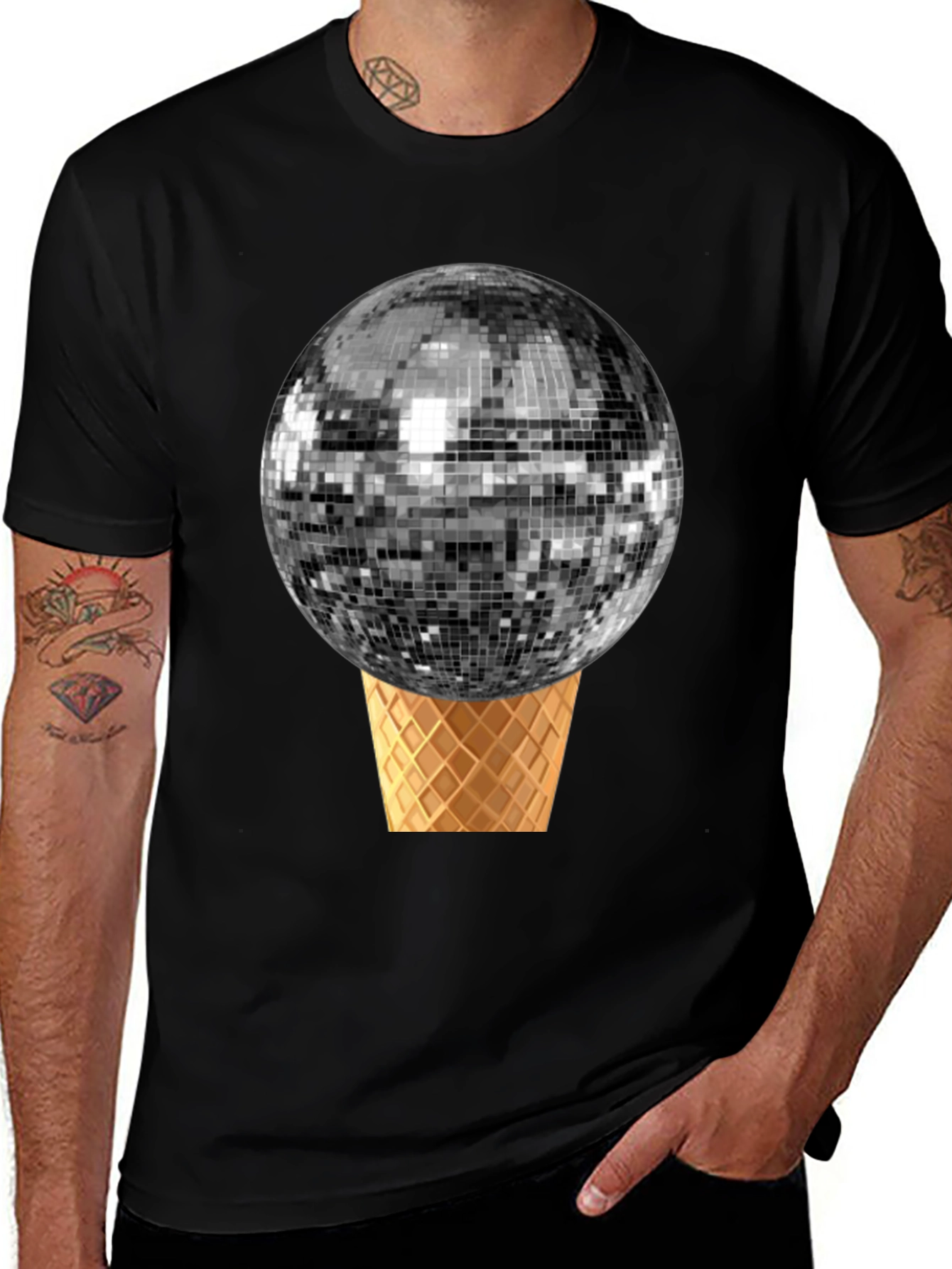 Disco Ball Ice Cream Cone Graphic Tee