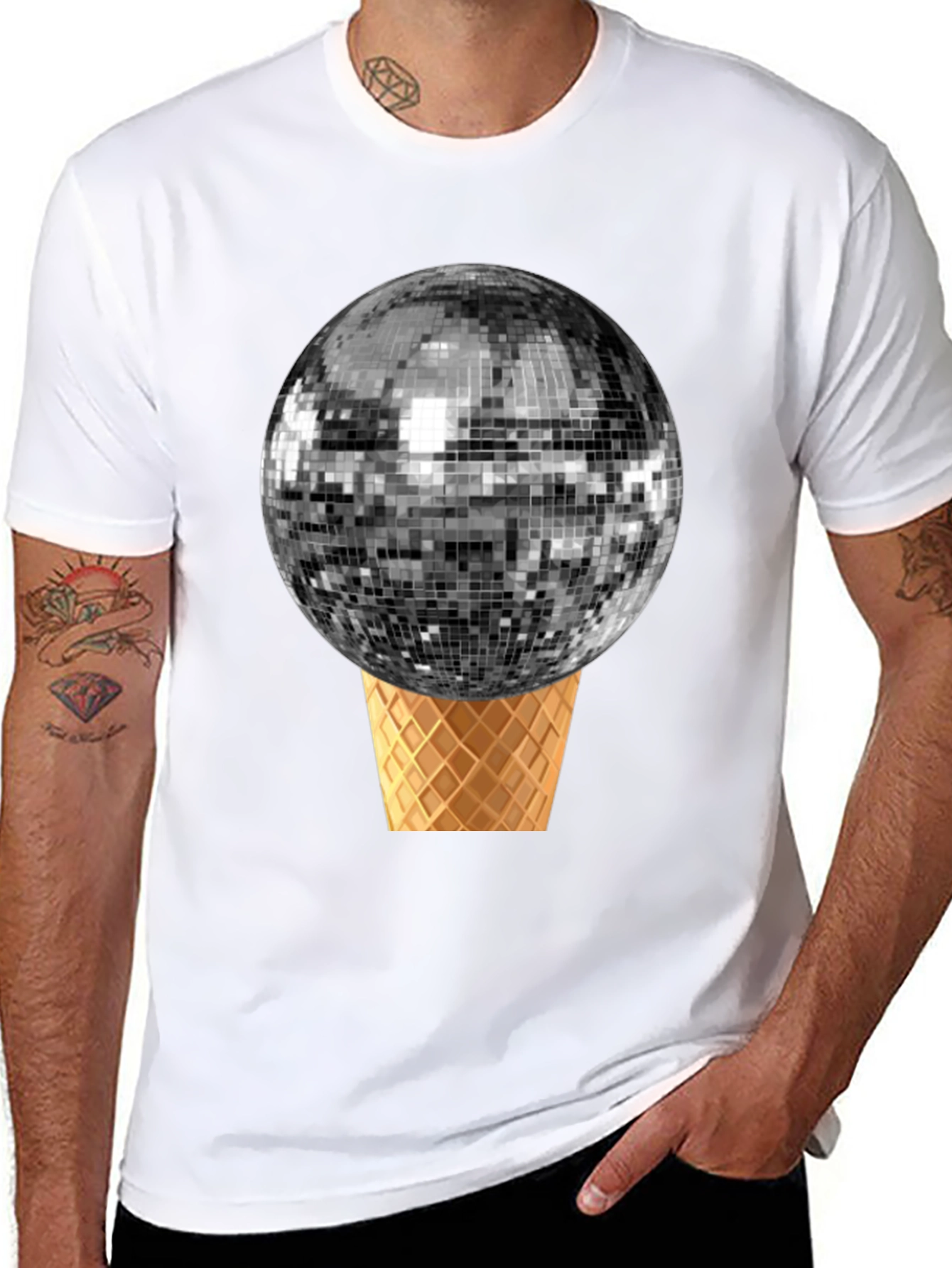 Disco Ball Ice Cream Cone Graphic Tee
