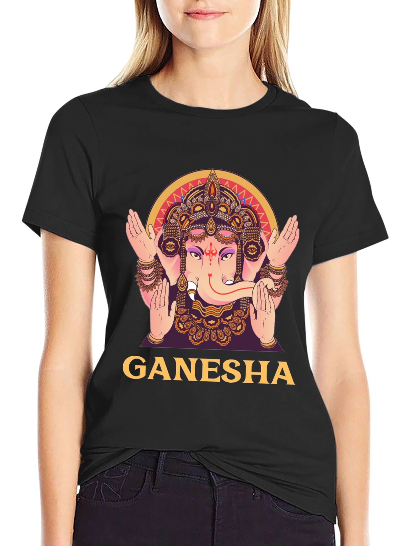 Ganesha Graphic Tee - Black Cotton T-Shirt