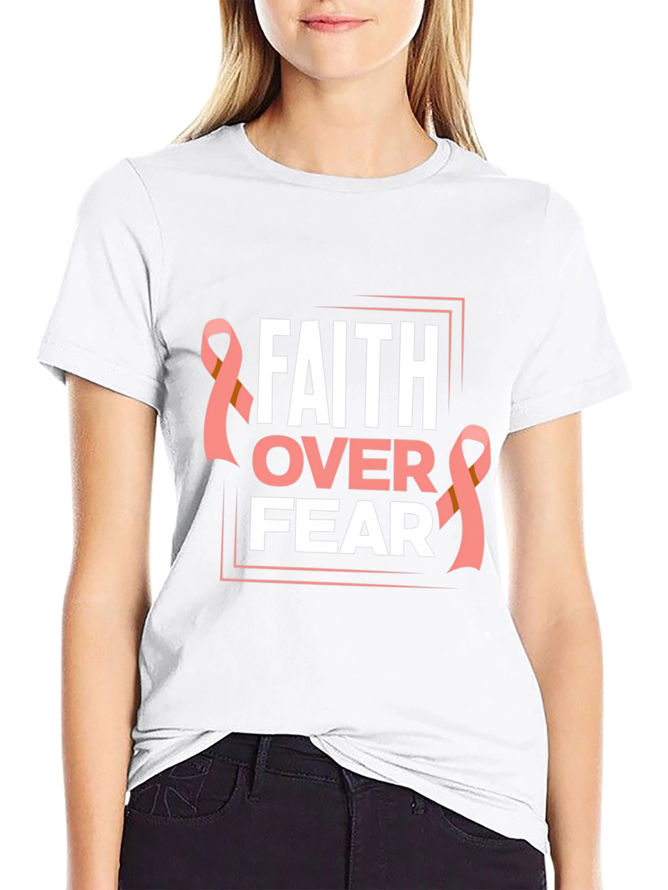 Faith Over Fear Breast Cancer Awareness T-Shirt