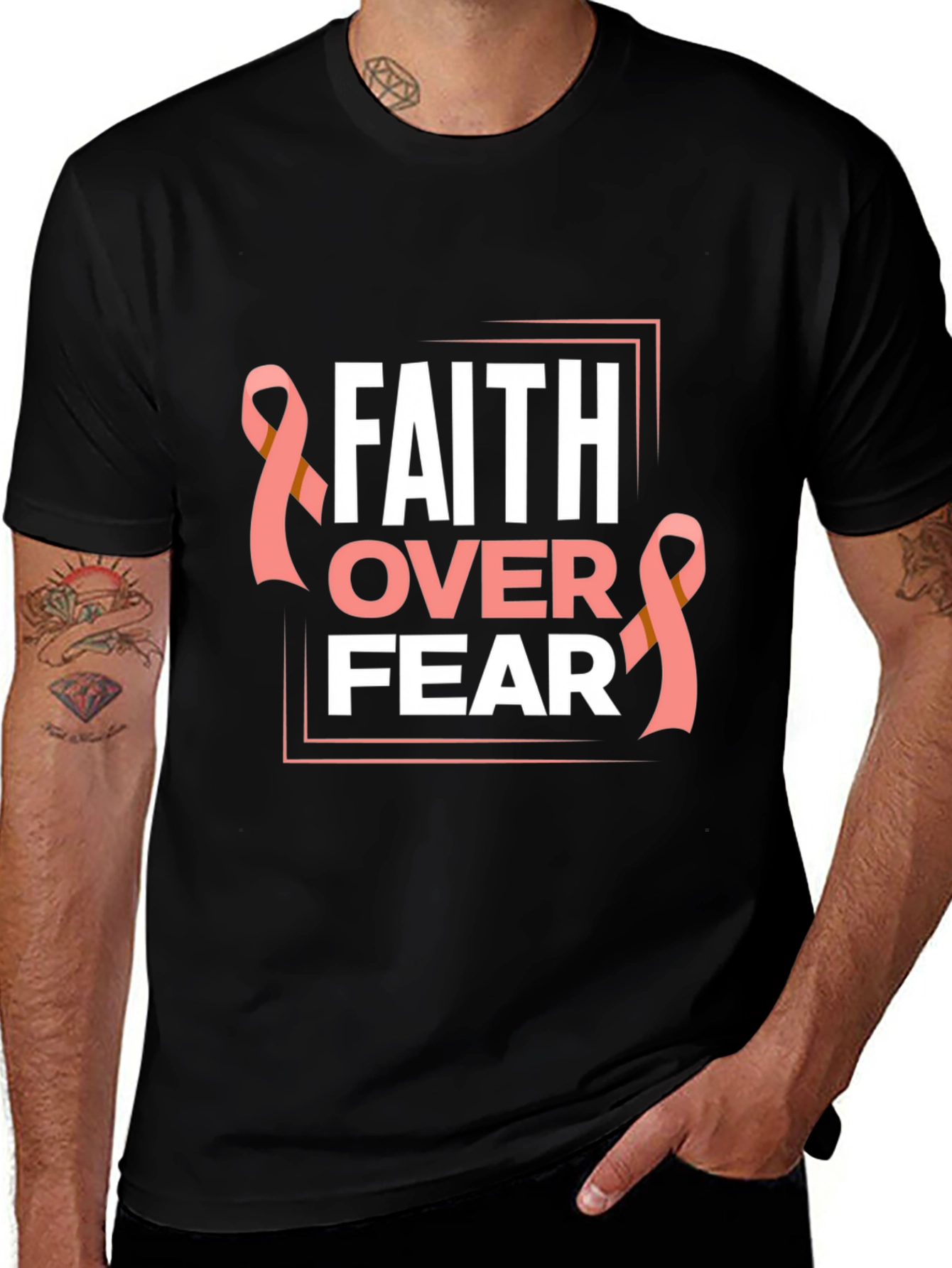 Faith Over Fear Breast Cancer Awareness T-Shirt