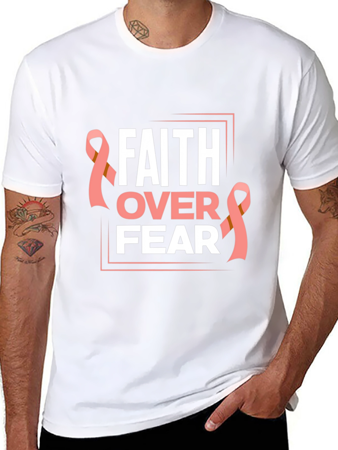 Faith Over Fear Breast Cancer Awareness T-Shirt