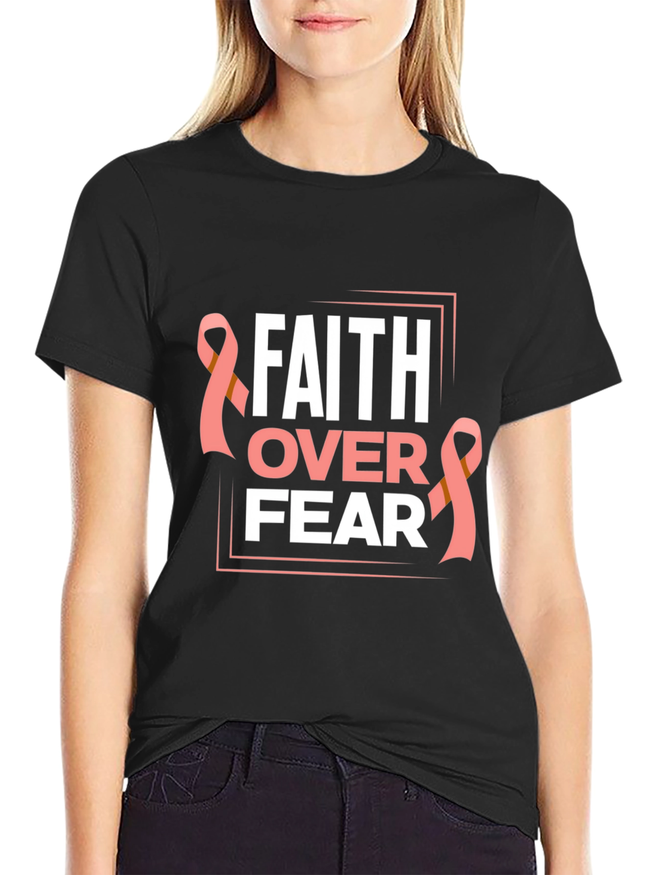 Faith Over Fear Breast Cancer Awareness T-Shirt