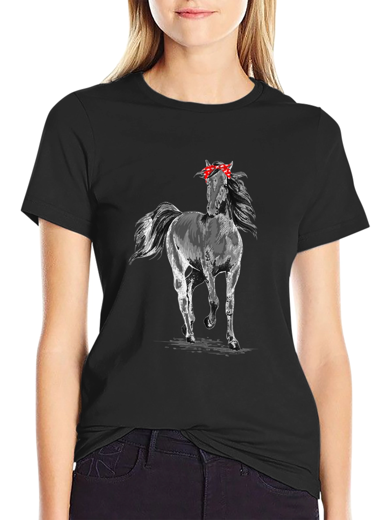 Horse Bandana Mens Black T-Shirt