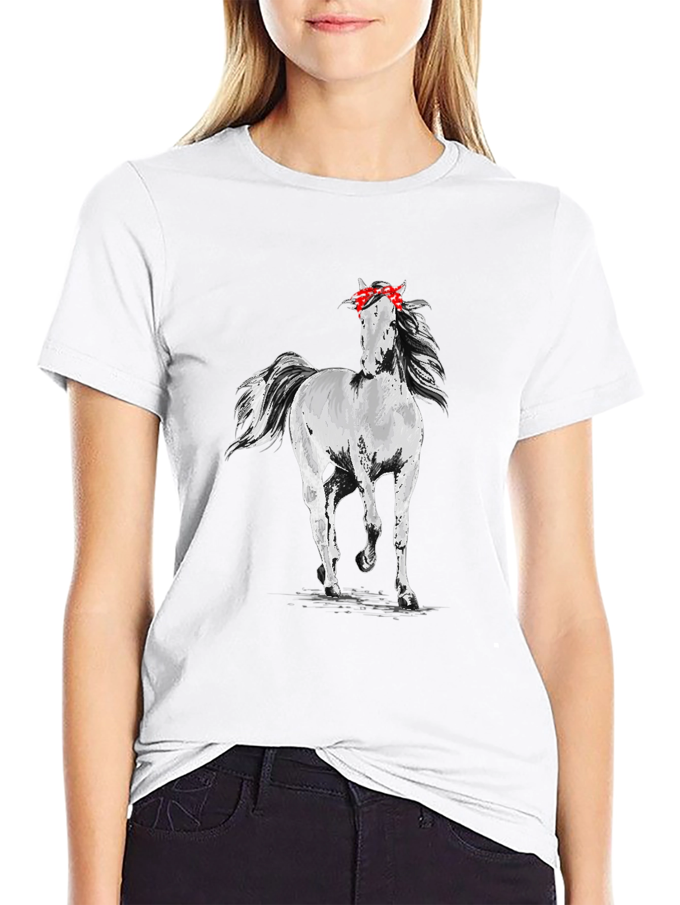 Horse Bandana Mens Black T-Shirt