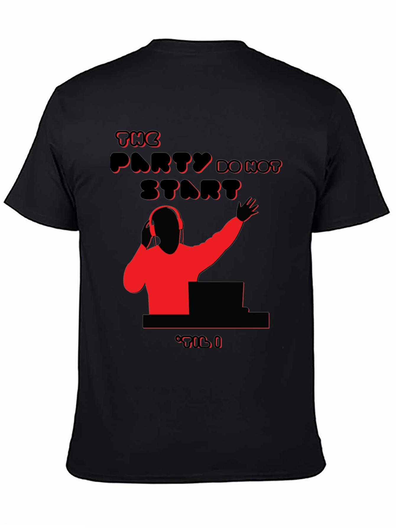 Party Time DJ Graphic Tee - Black Cotton Blend