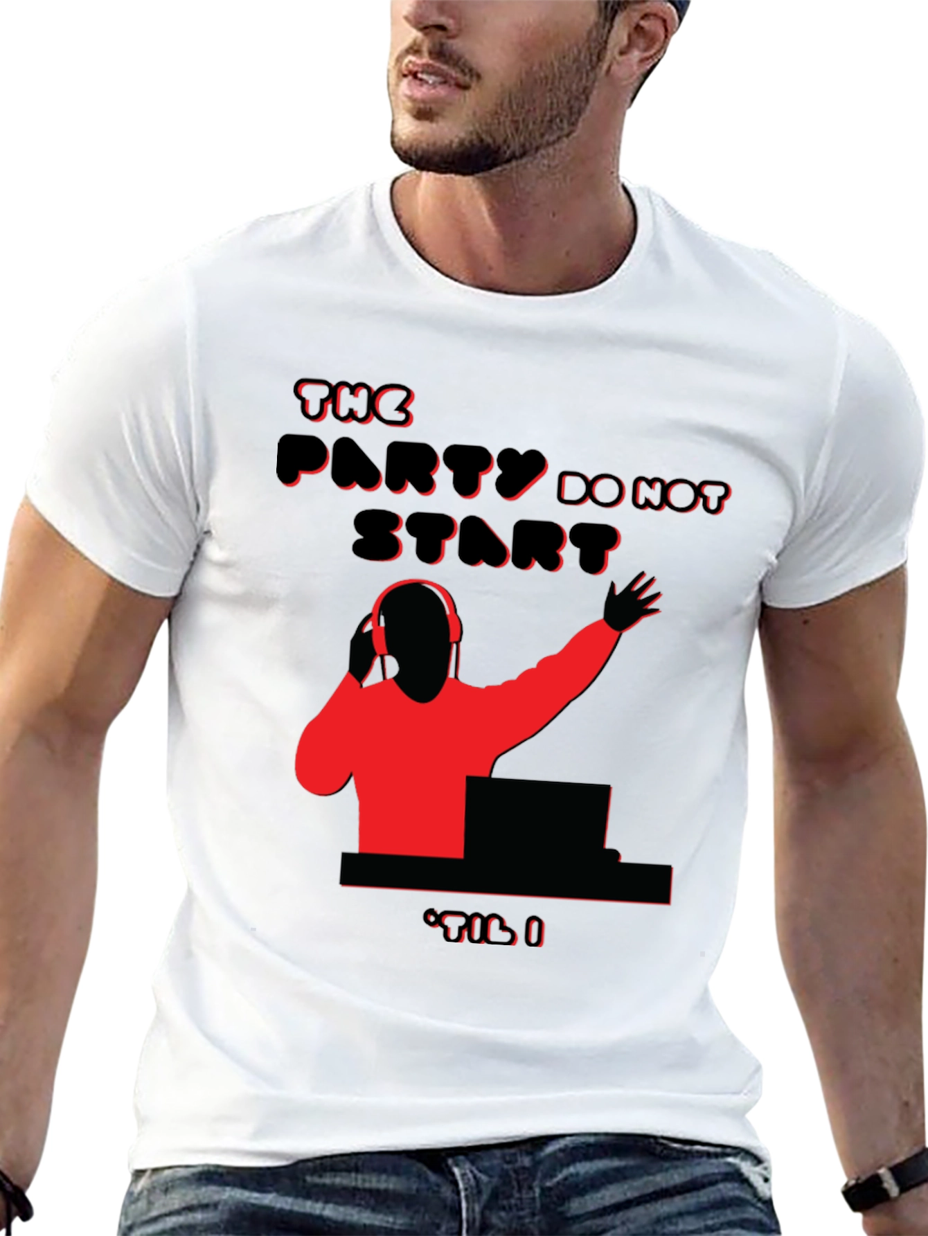Party Time DJ Graphic Tee - Black Cotton Blend
