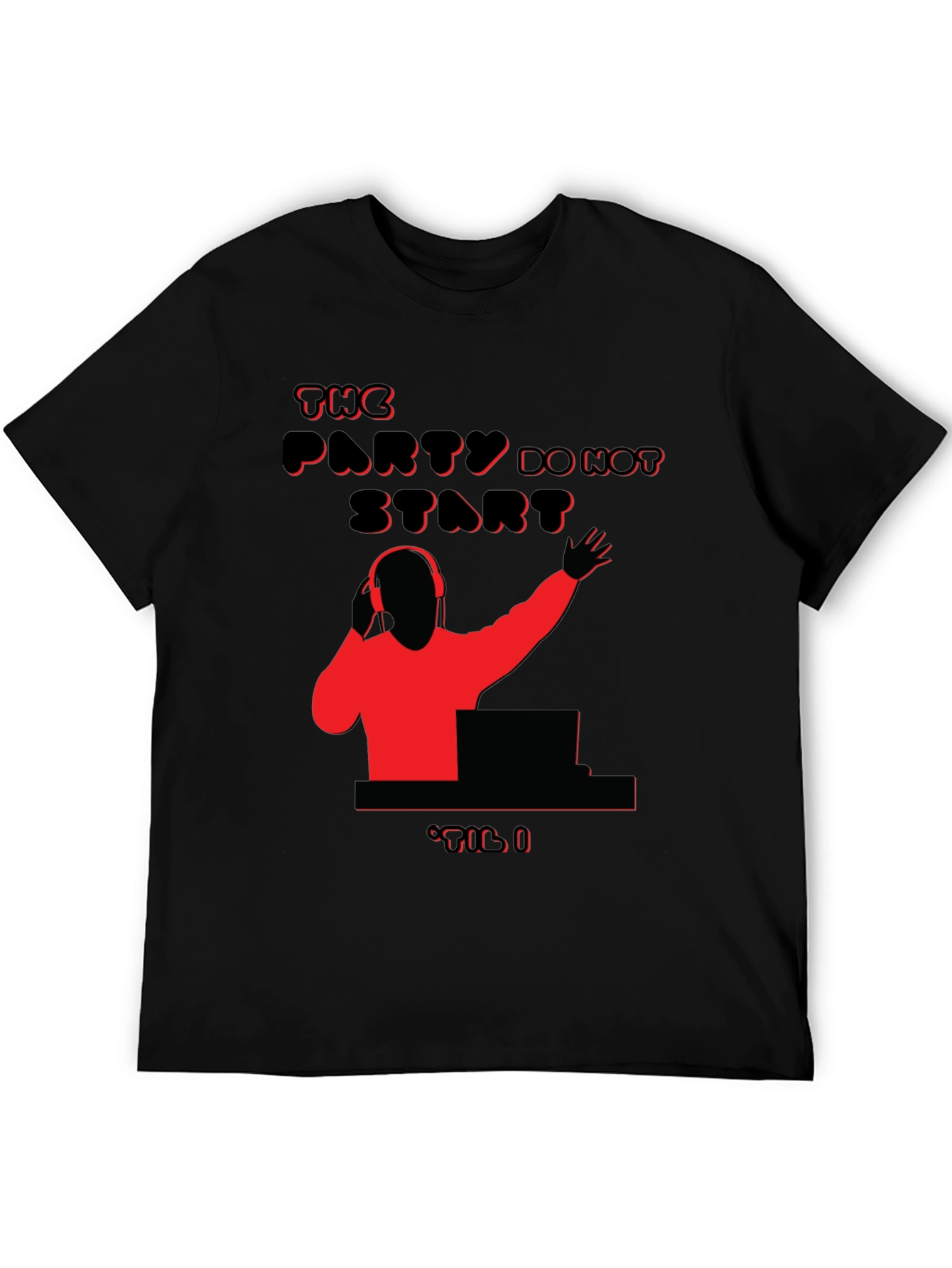 Party Time DJ Graphic Tee - Black Cotton Blend