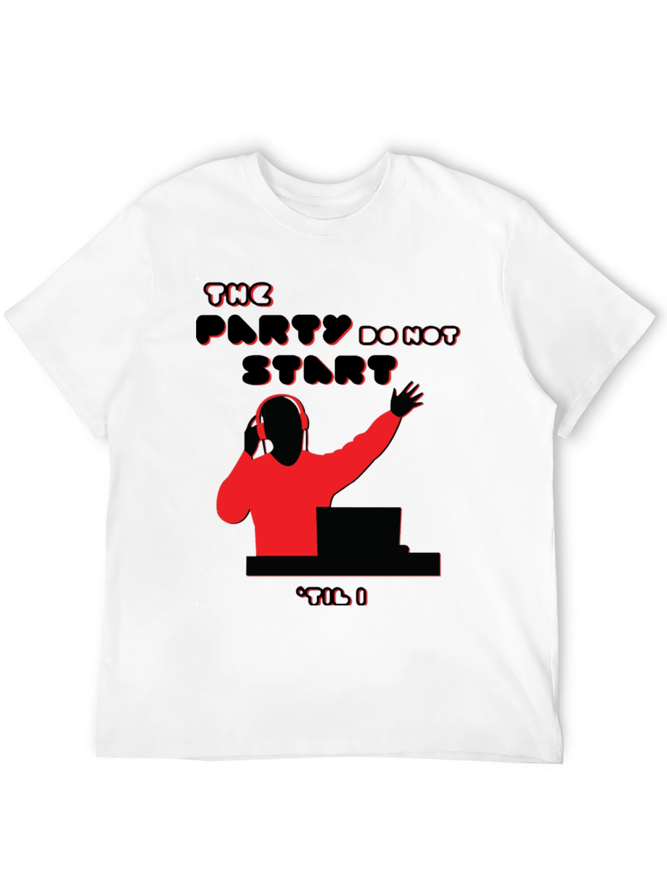 Party Time DJ Graphic Tee - Black Cotton Blend