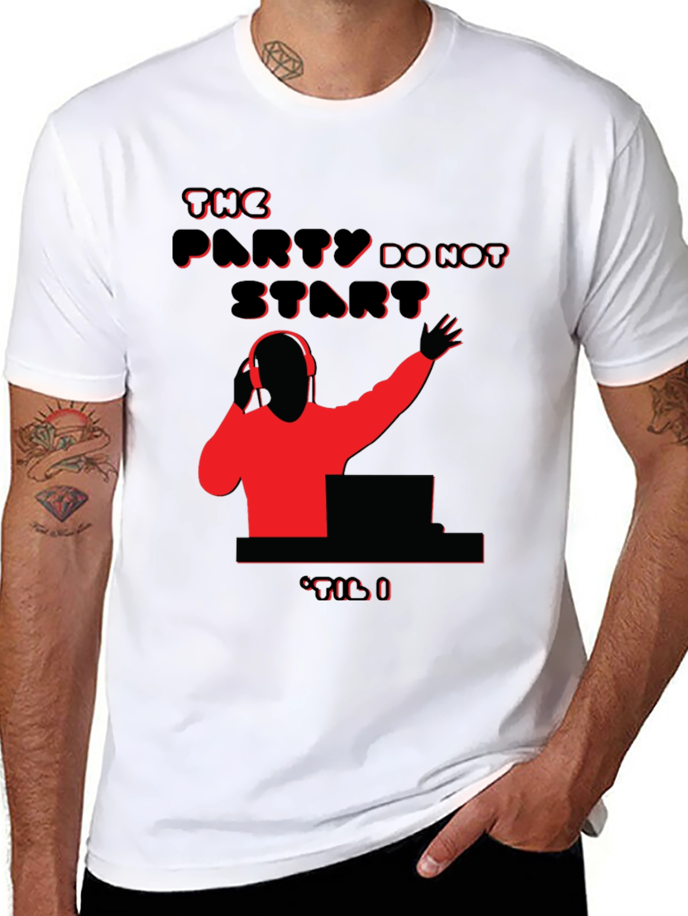 Party Time DJ Graphic Tee - Black Cotton Blend