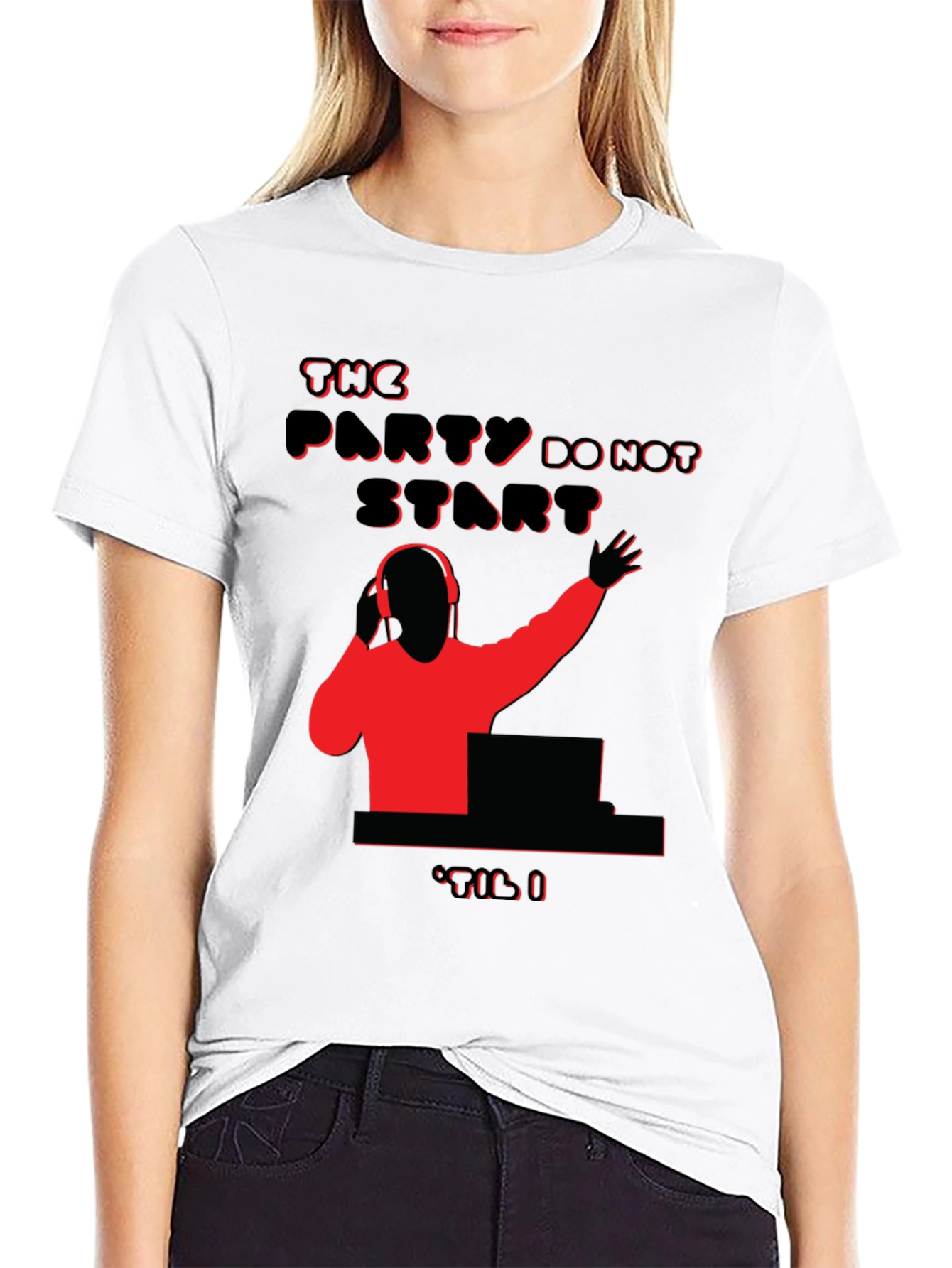 Party Time DJ Graphic Tee - Black Cotton Blend