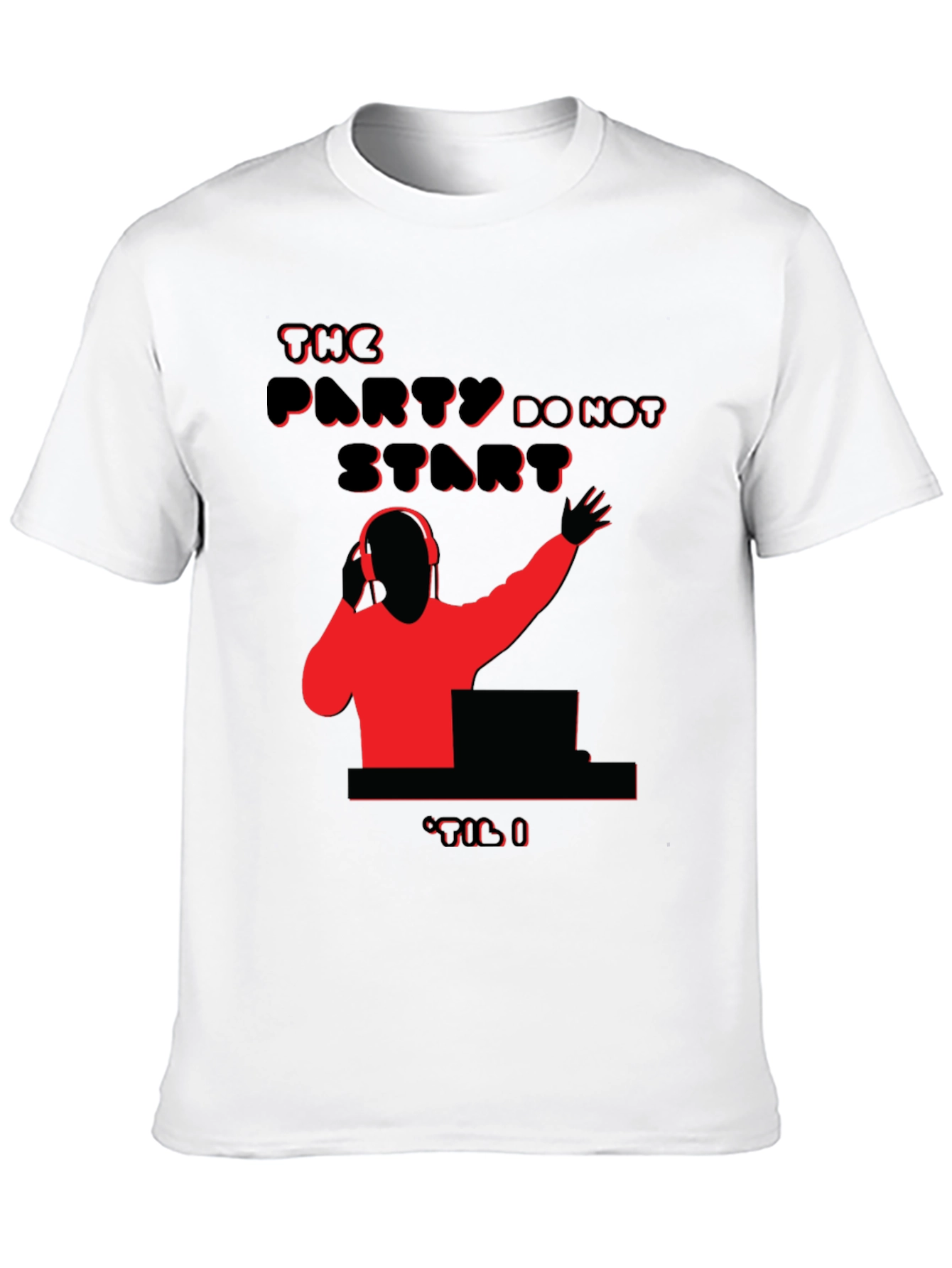 Party Time DJ Graphic Tee - Black Cotton Blend