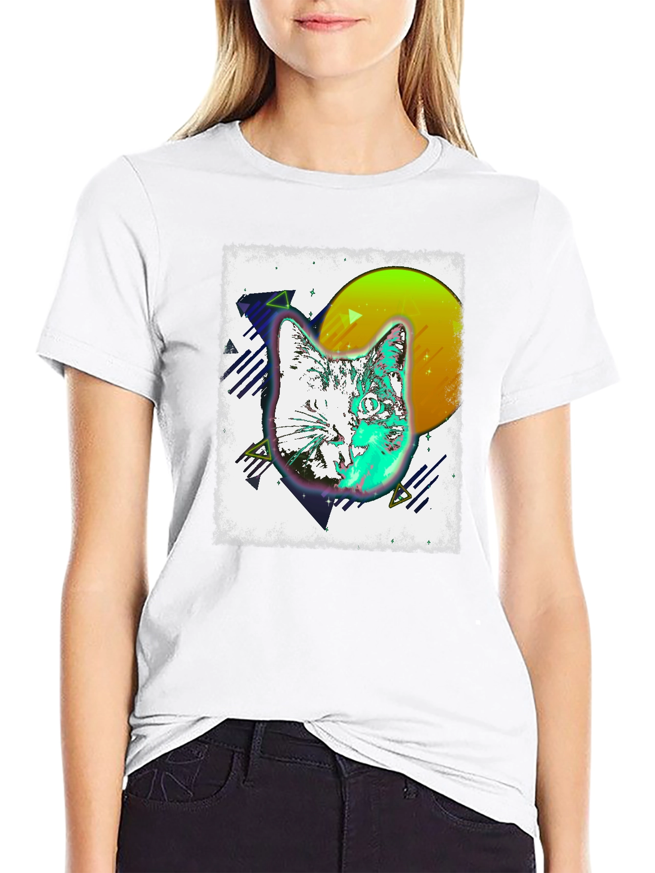 Retro Cat Graphic Tee - Mens Black T-Shirt