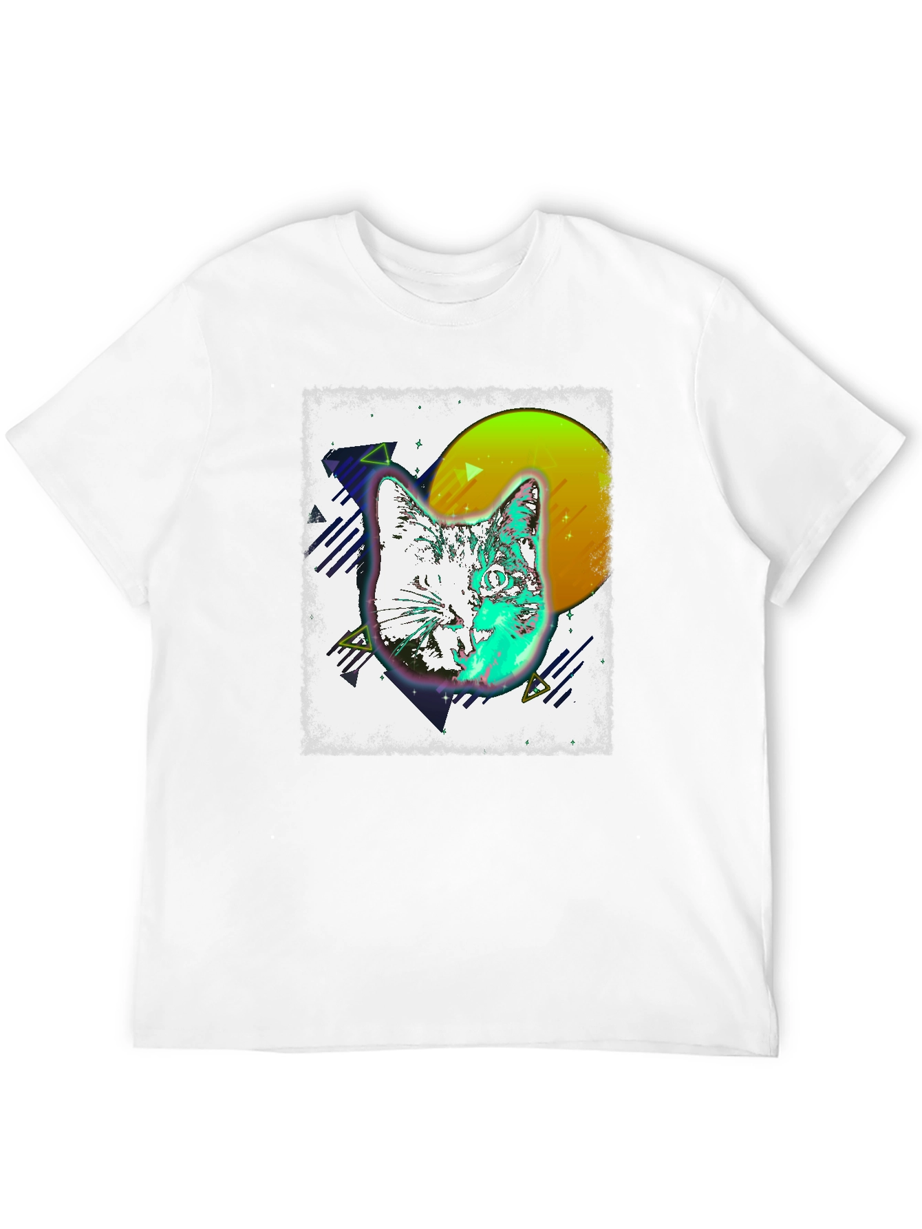 Retro Cat Graphic Tee - Mens Black T-Shirt