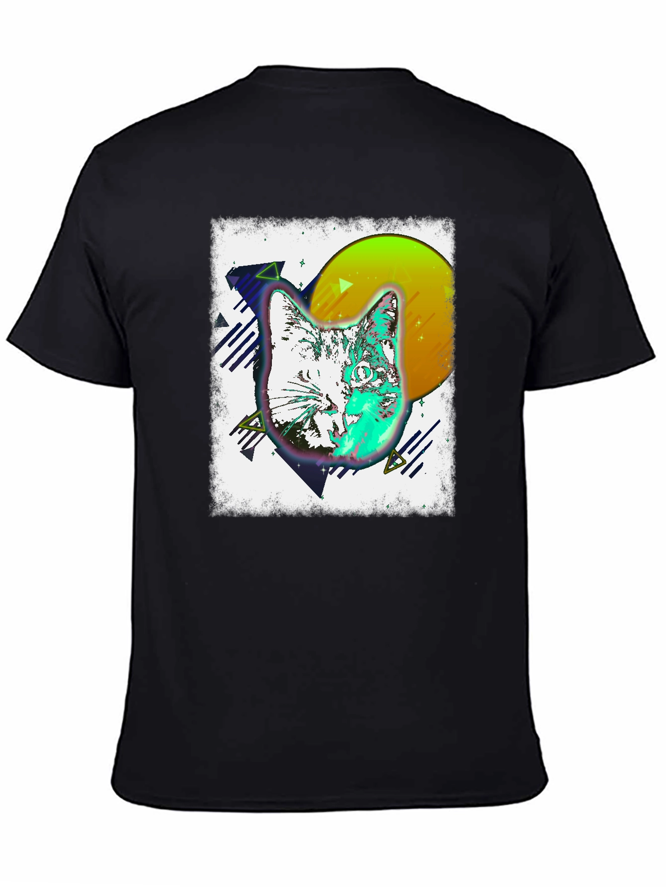 Retro Cat Graphic Tee - Mens Black T-Shirt