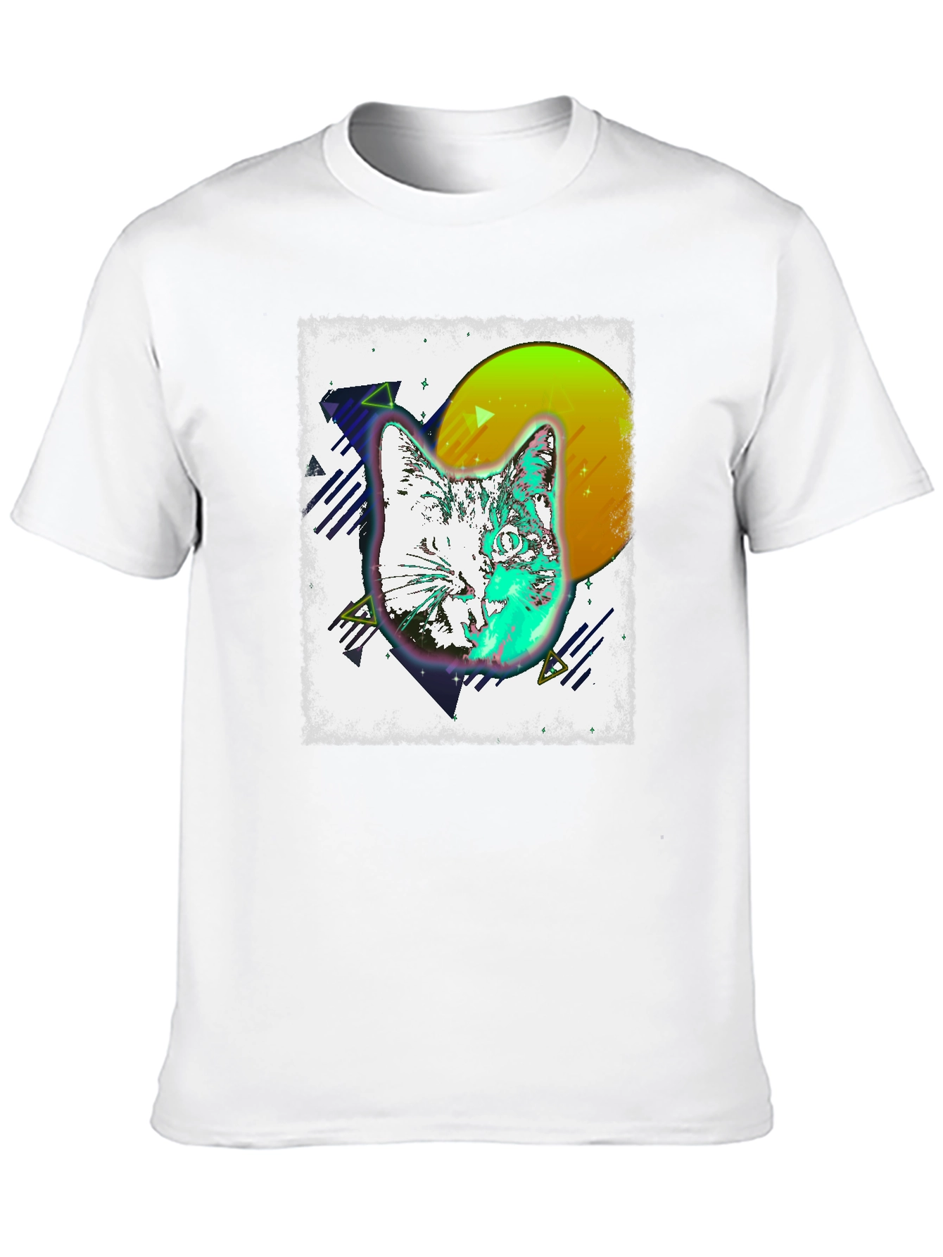 Retro Cat Graphic Tee - Mens Black T-Shirt