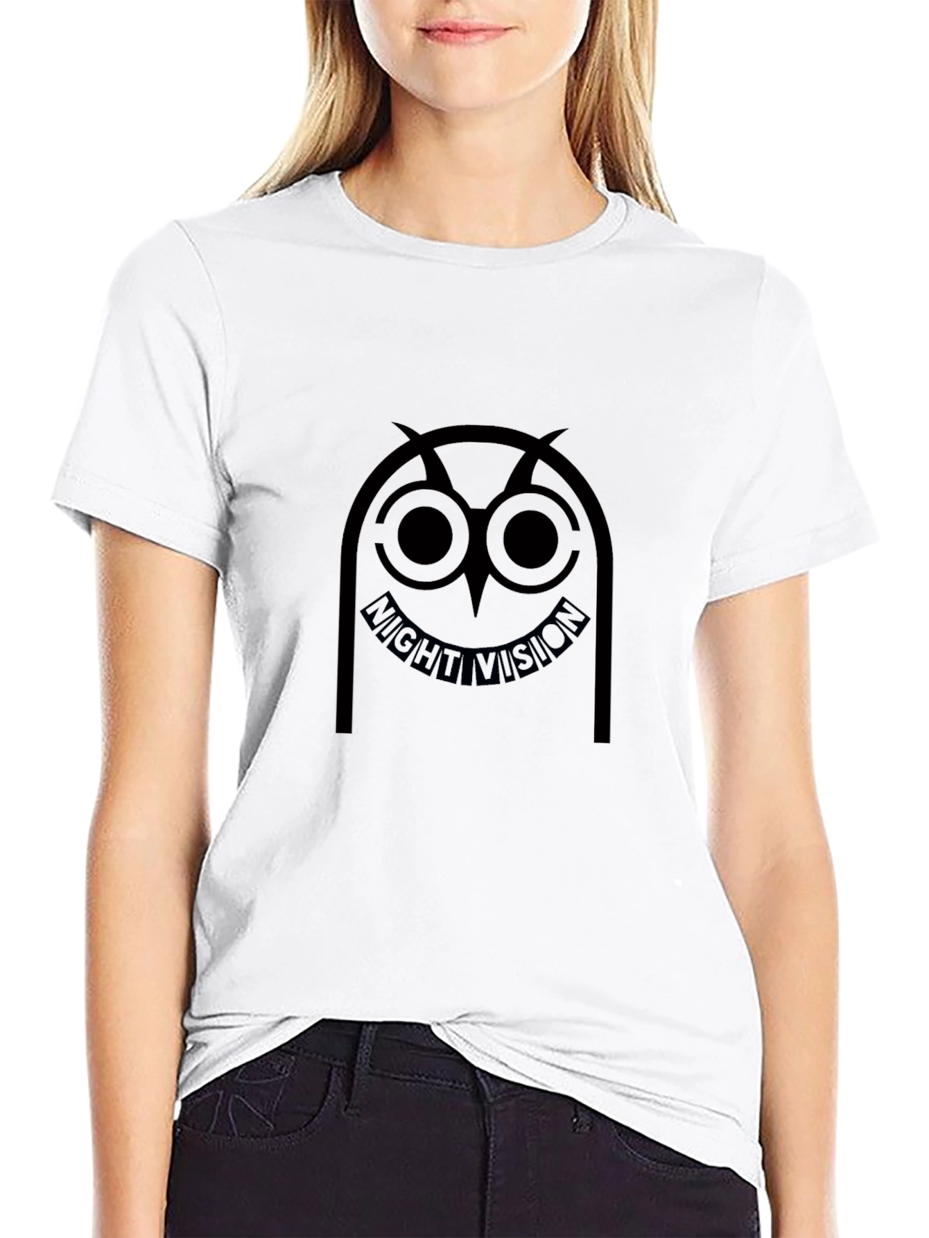 Night Vision Owl Graphic T-Shirt - Black Cotton Tee