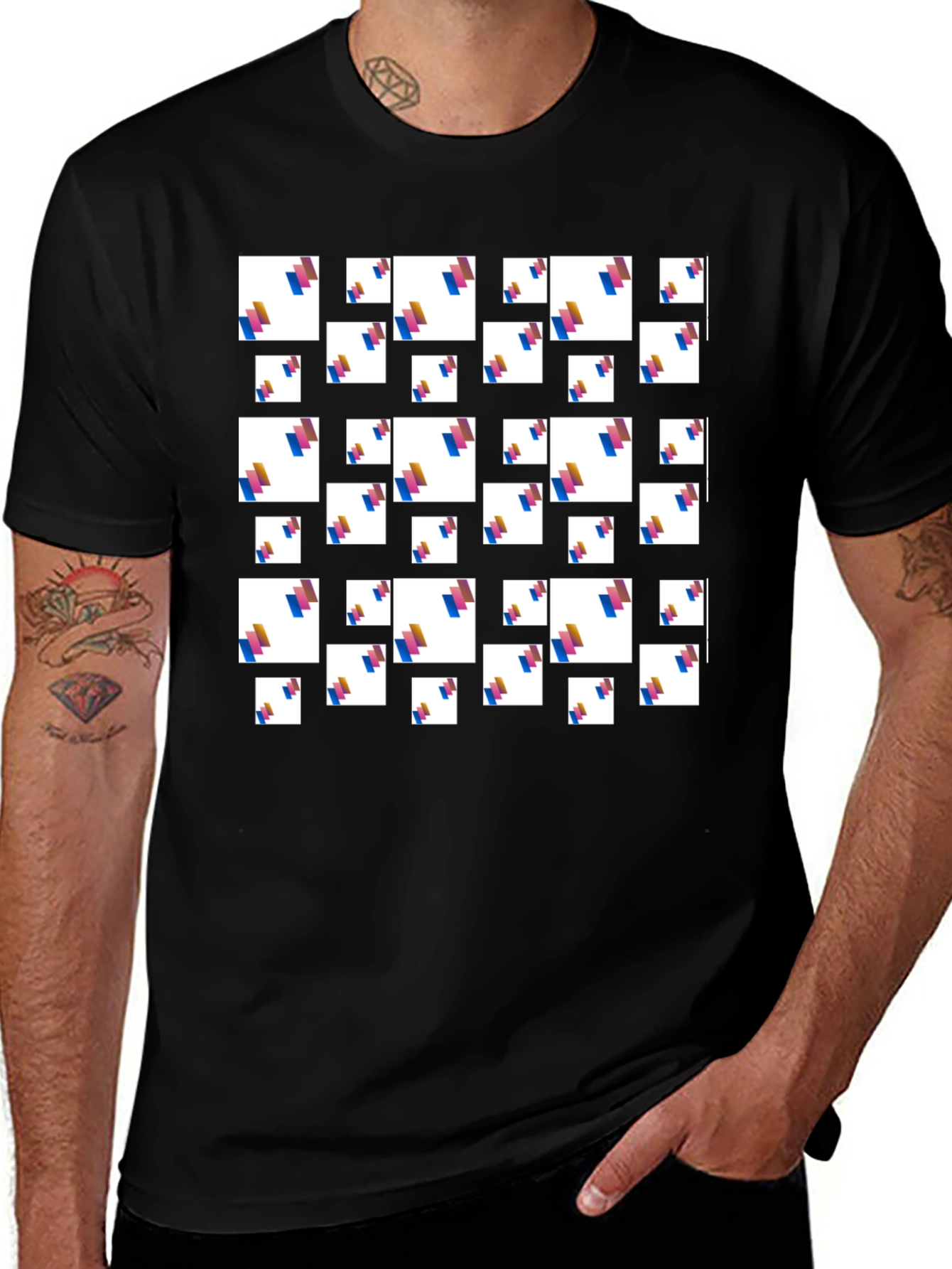 Abstract Pattern Black T-Shirt