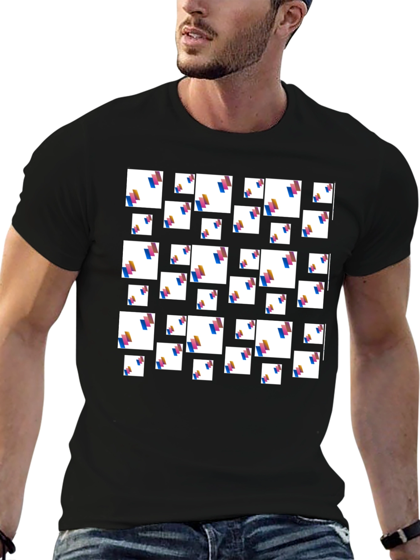 Abstract Pattern Black T-Shirt