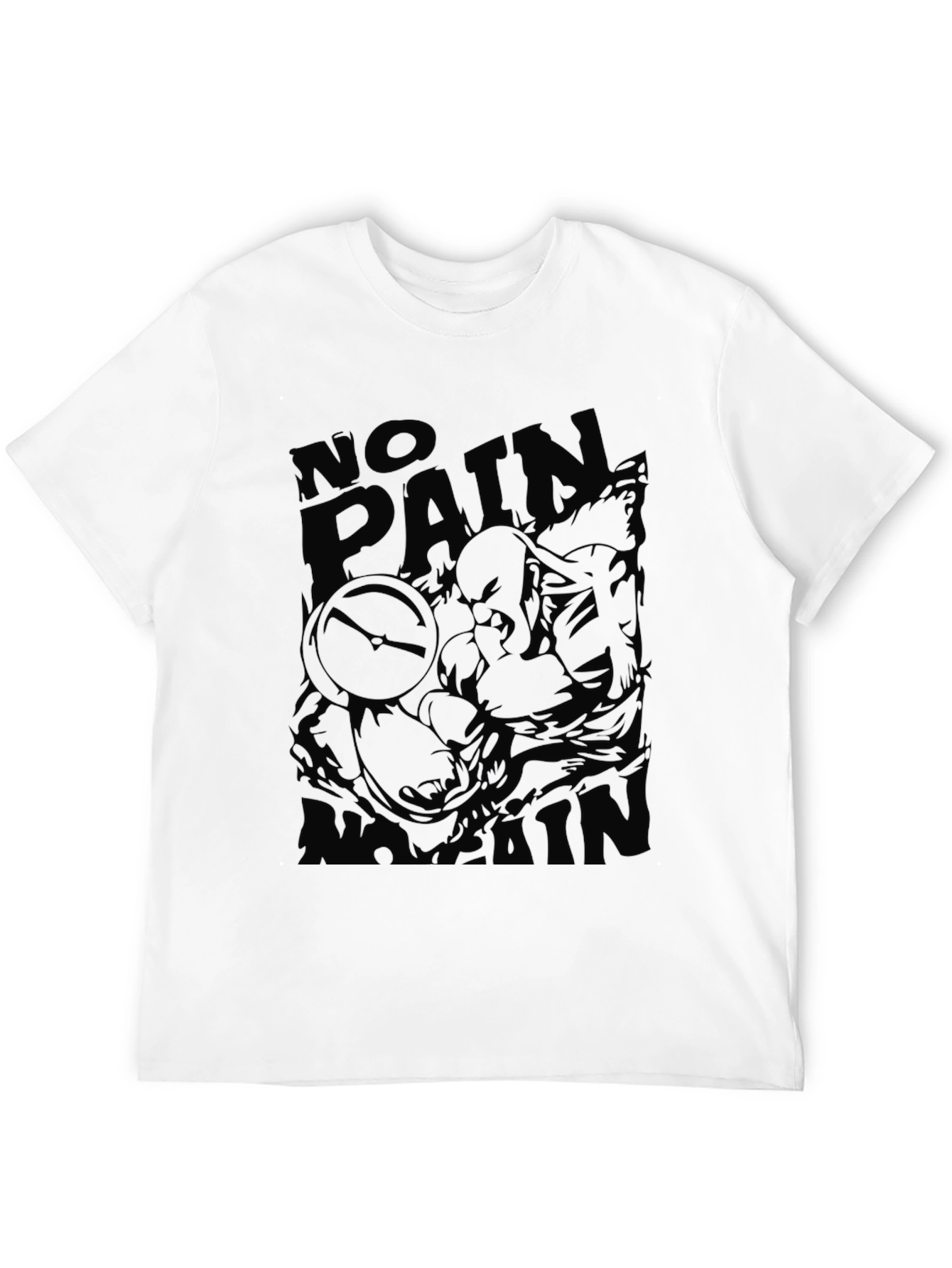No Pain Graphic T-Shirt - Black Cotton Blend