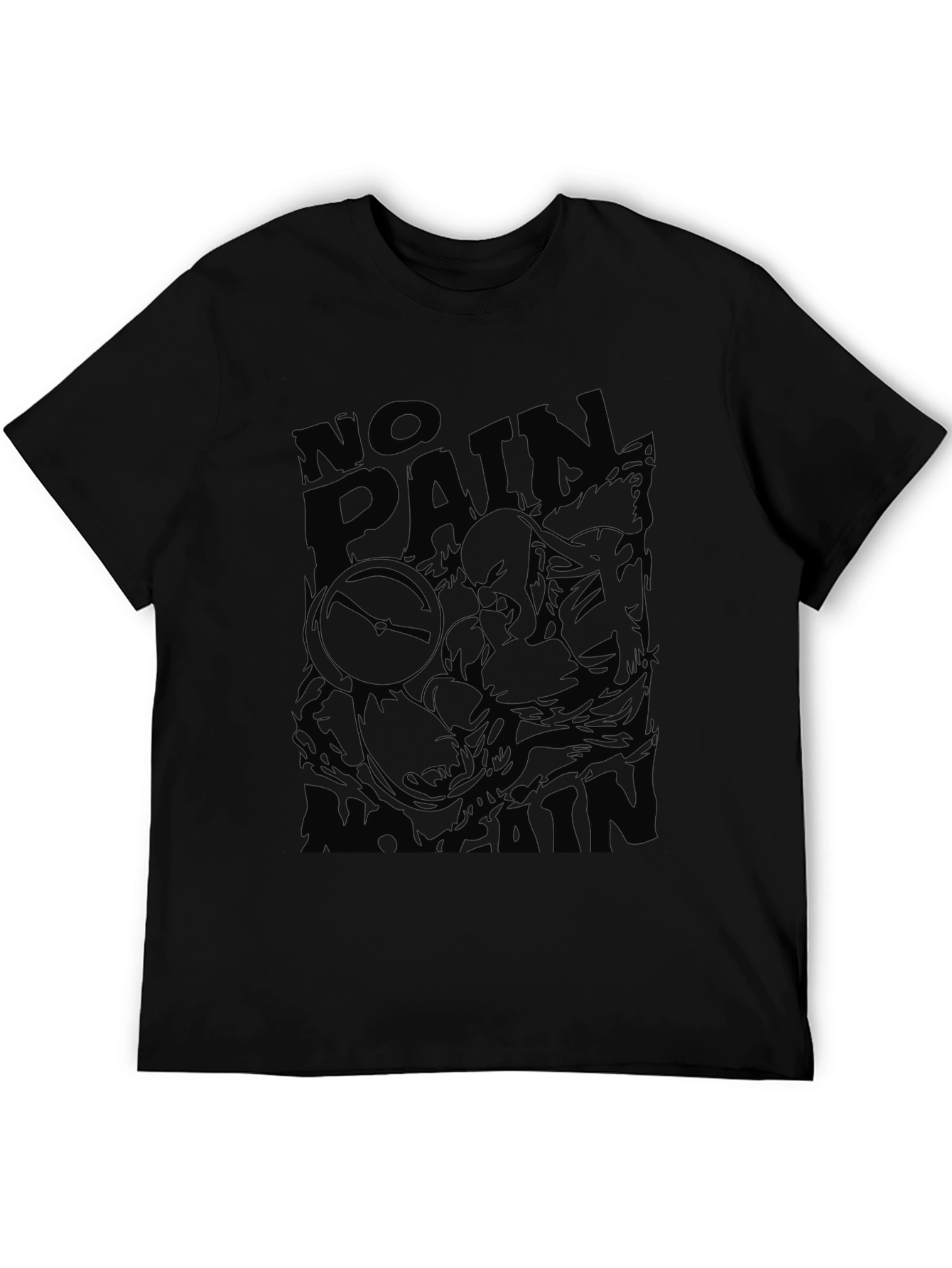 No Pain Graphic T-Shirt - Black Cotton Blend