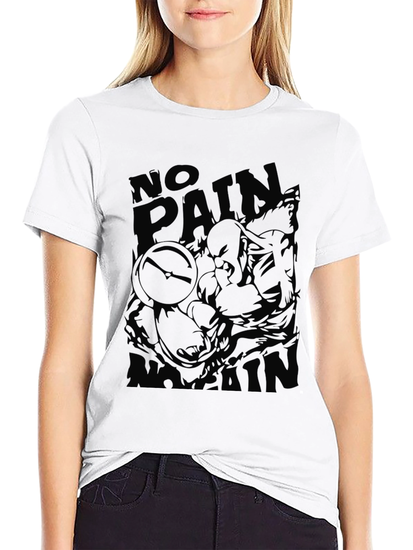 No Pain Graphic T-Shirt - Black Cotton Blend