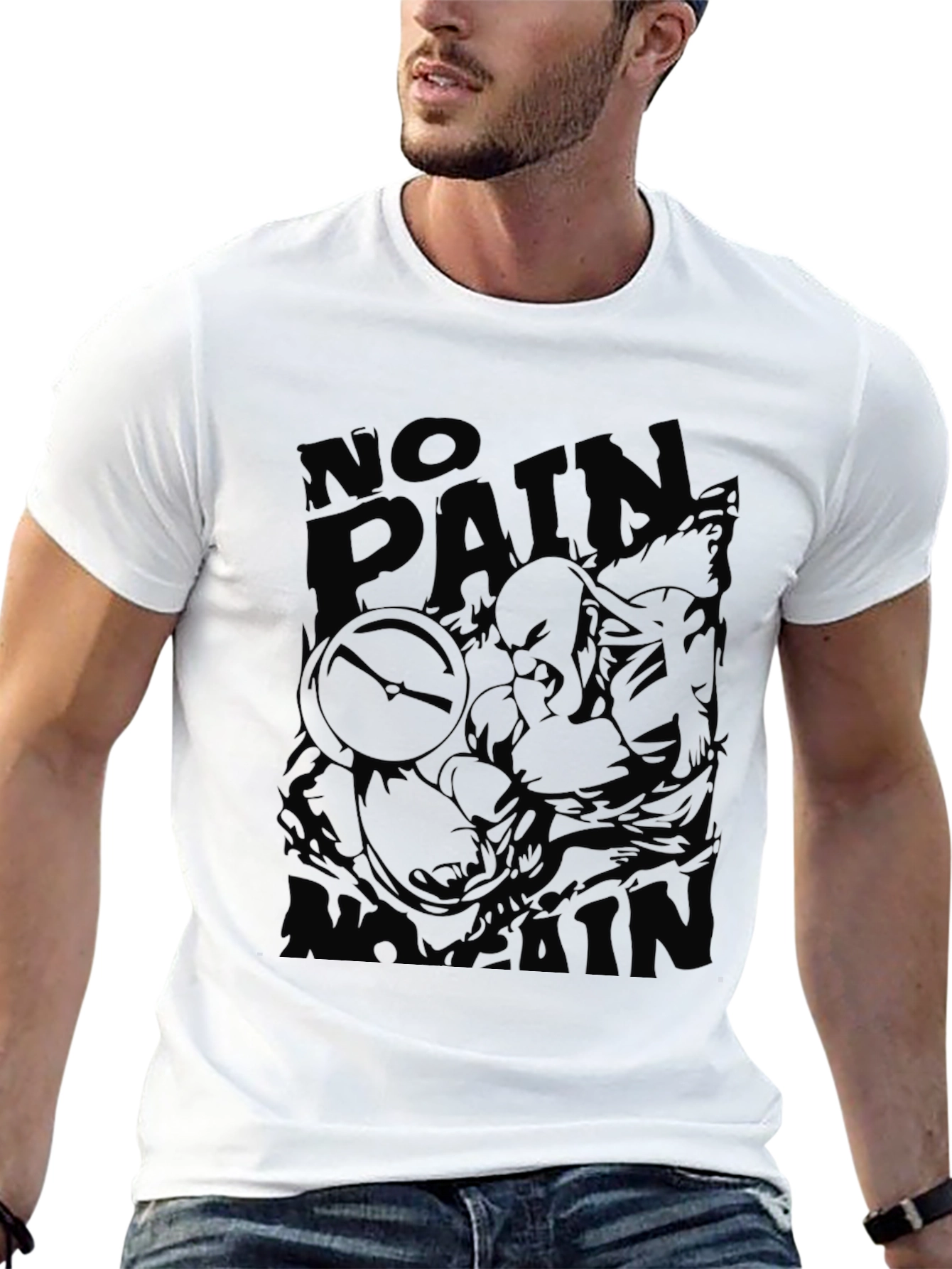 No Pain Graphic T-Shirt - Black Cotton Blend