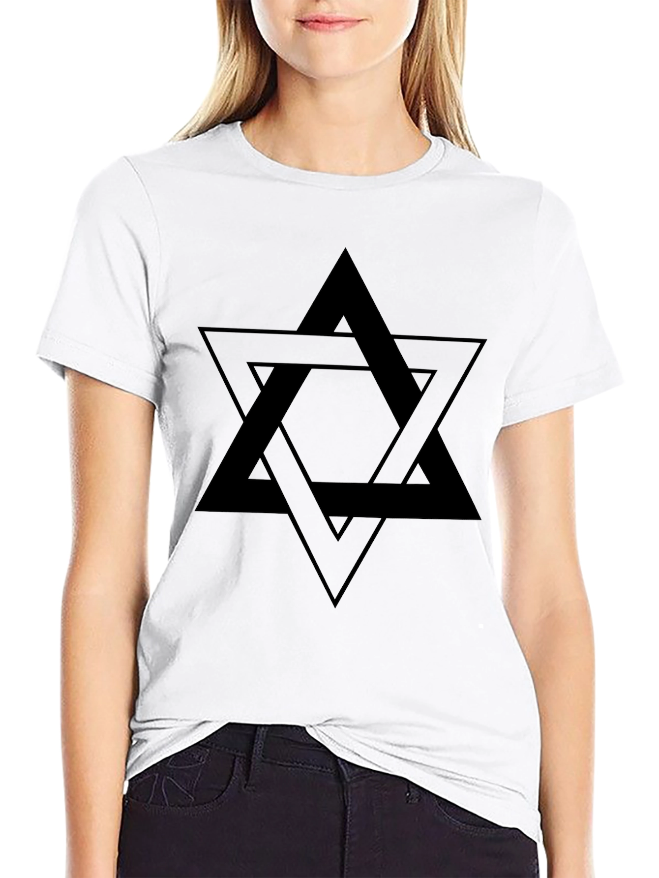Geometric Star Graphic Tee - Black