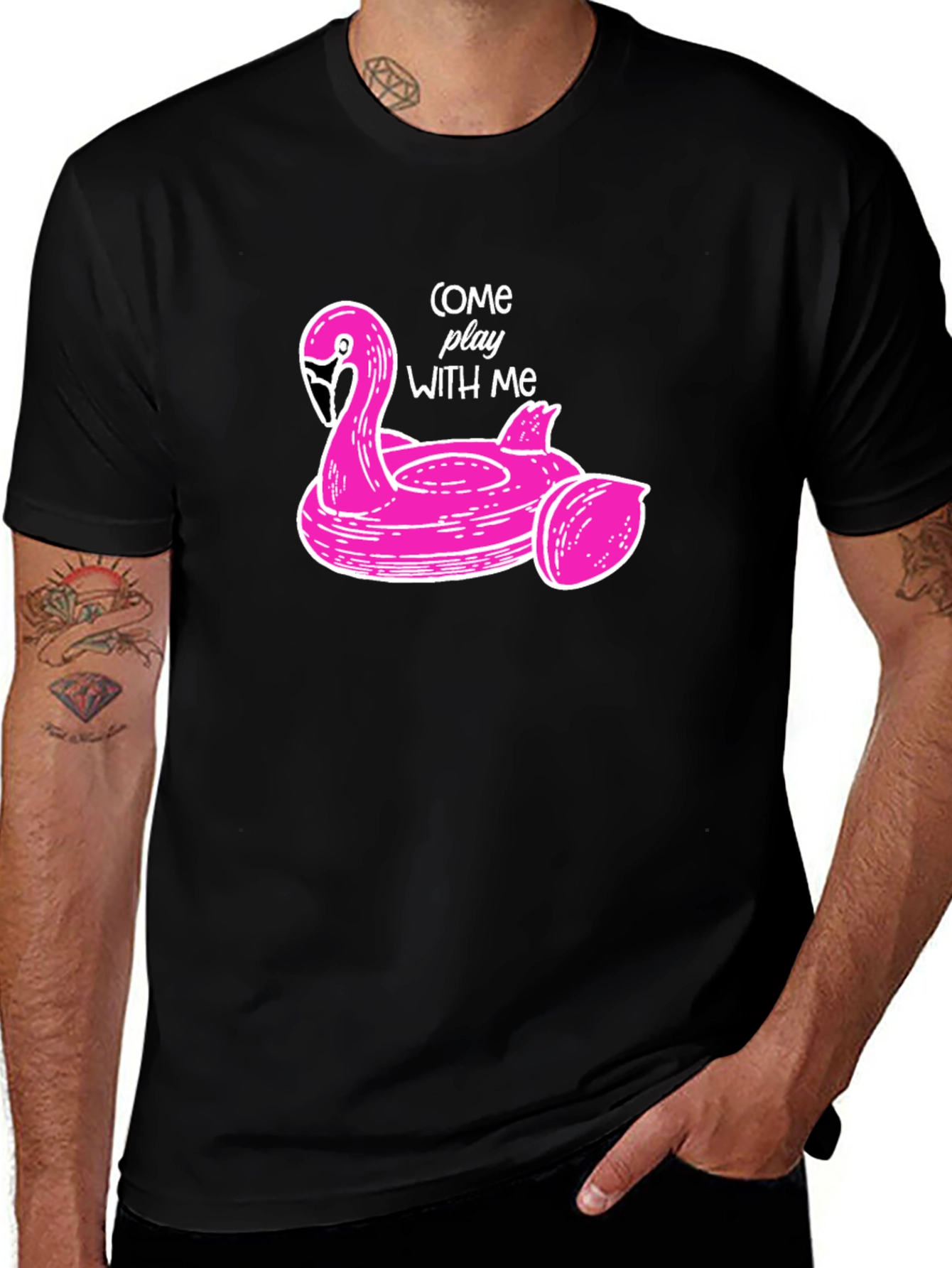 Pink Flamingo Pool Float Graphic Tee