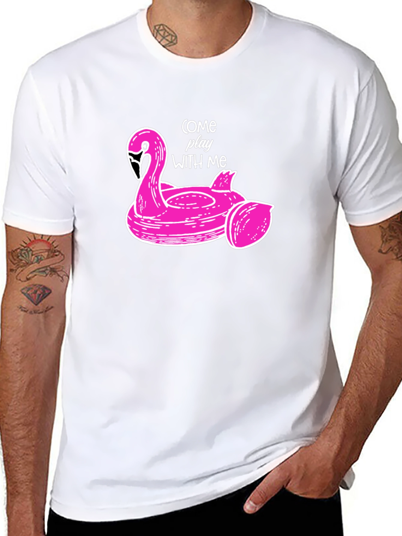 Pink Flamingo Pool Float Graphic Tee