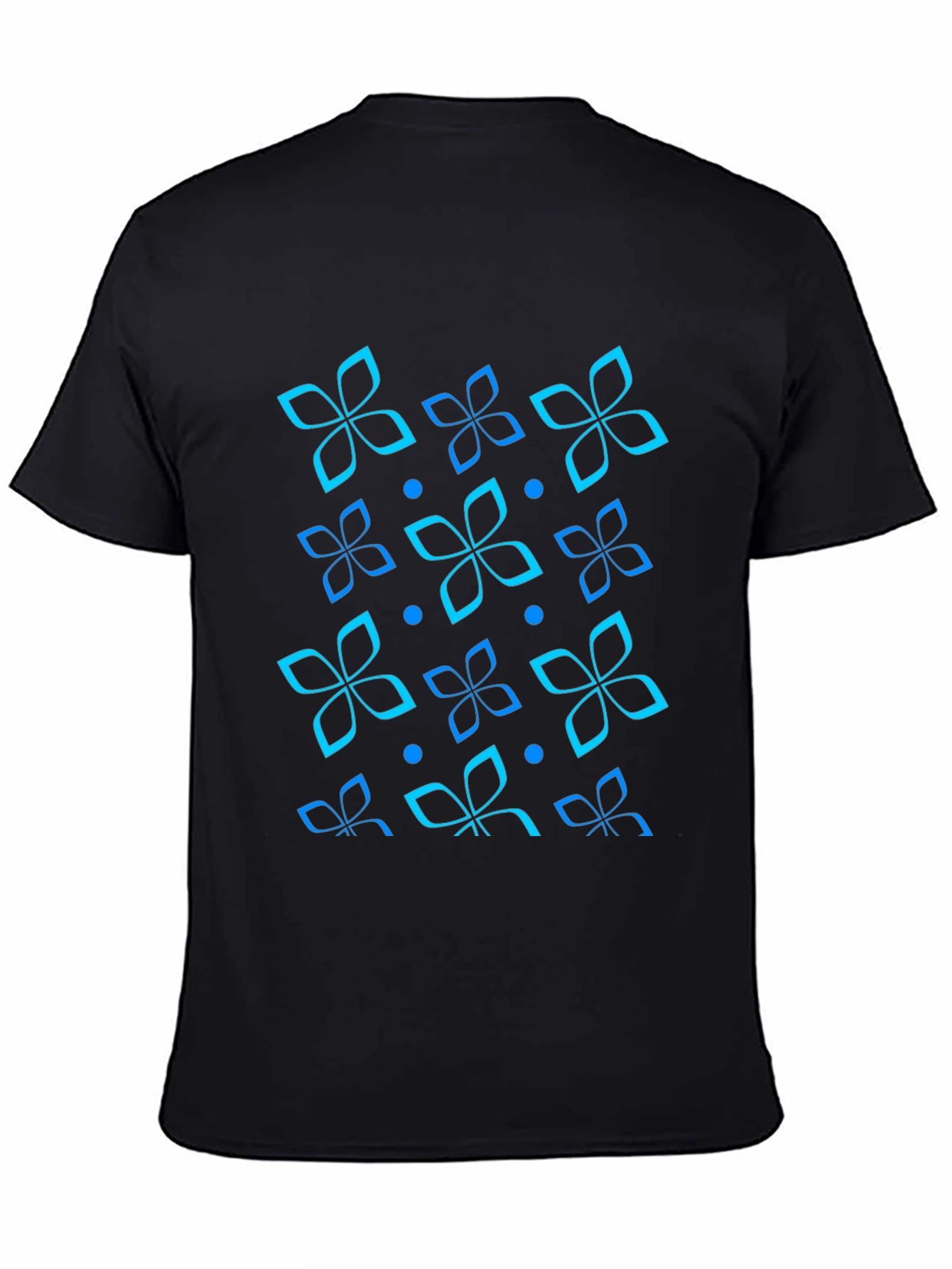 Floral Patterned Mens Black T-Shirt