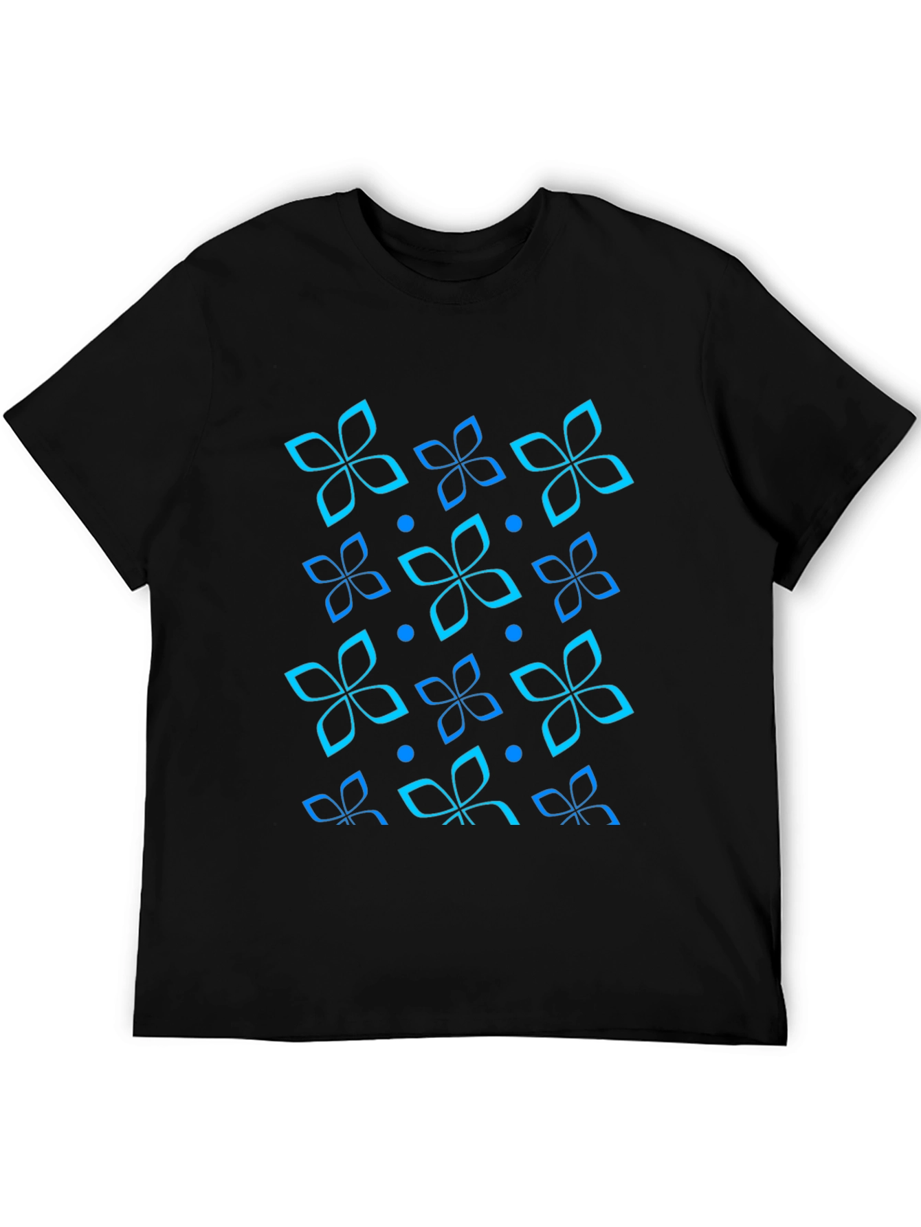 Floral Patterned Mens Black T-Shirt