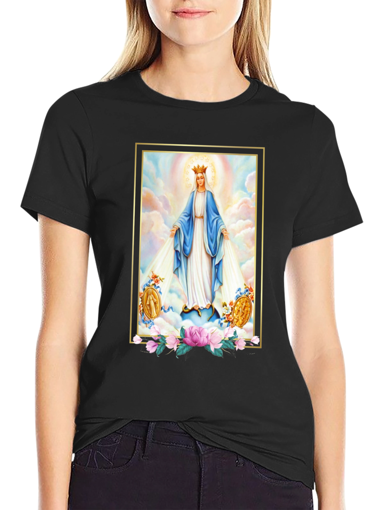 Virgin Mary Graphic Tee - Divine Comfort