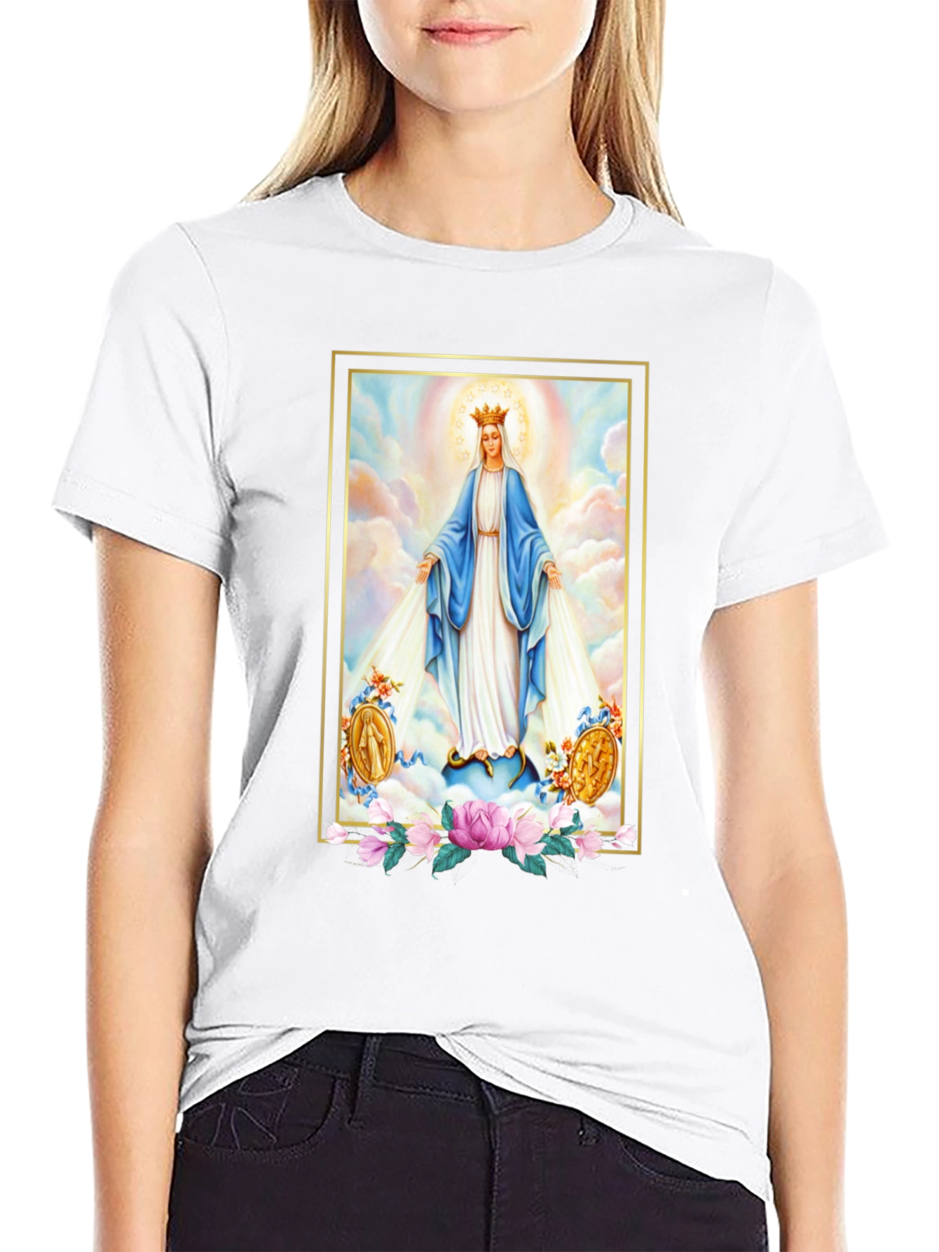 Virgin Mary Graphic Tee - Divine Comfort