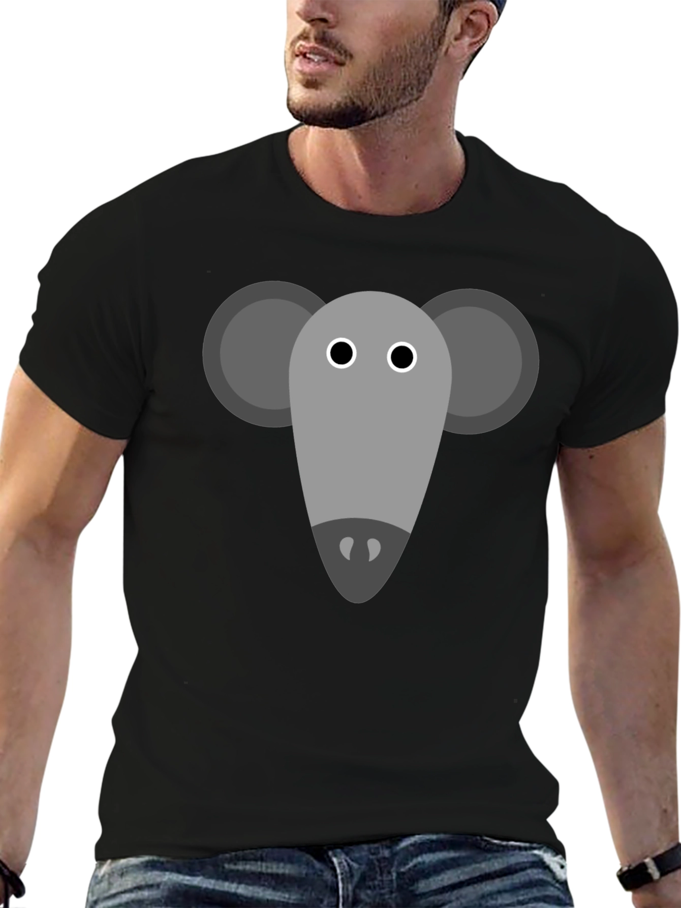 Mouse Graphic Tee - Black Cotton Casual Shirt
