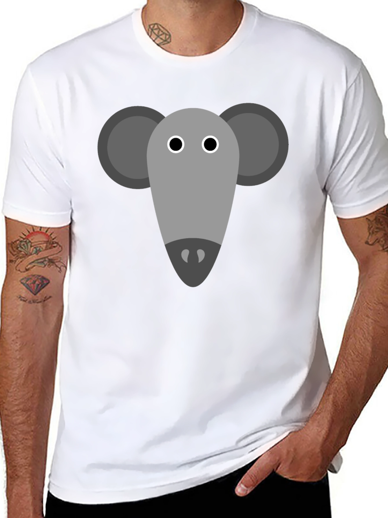 Mouse Graphic Tee - Black Cotton Casual Shirt