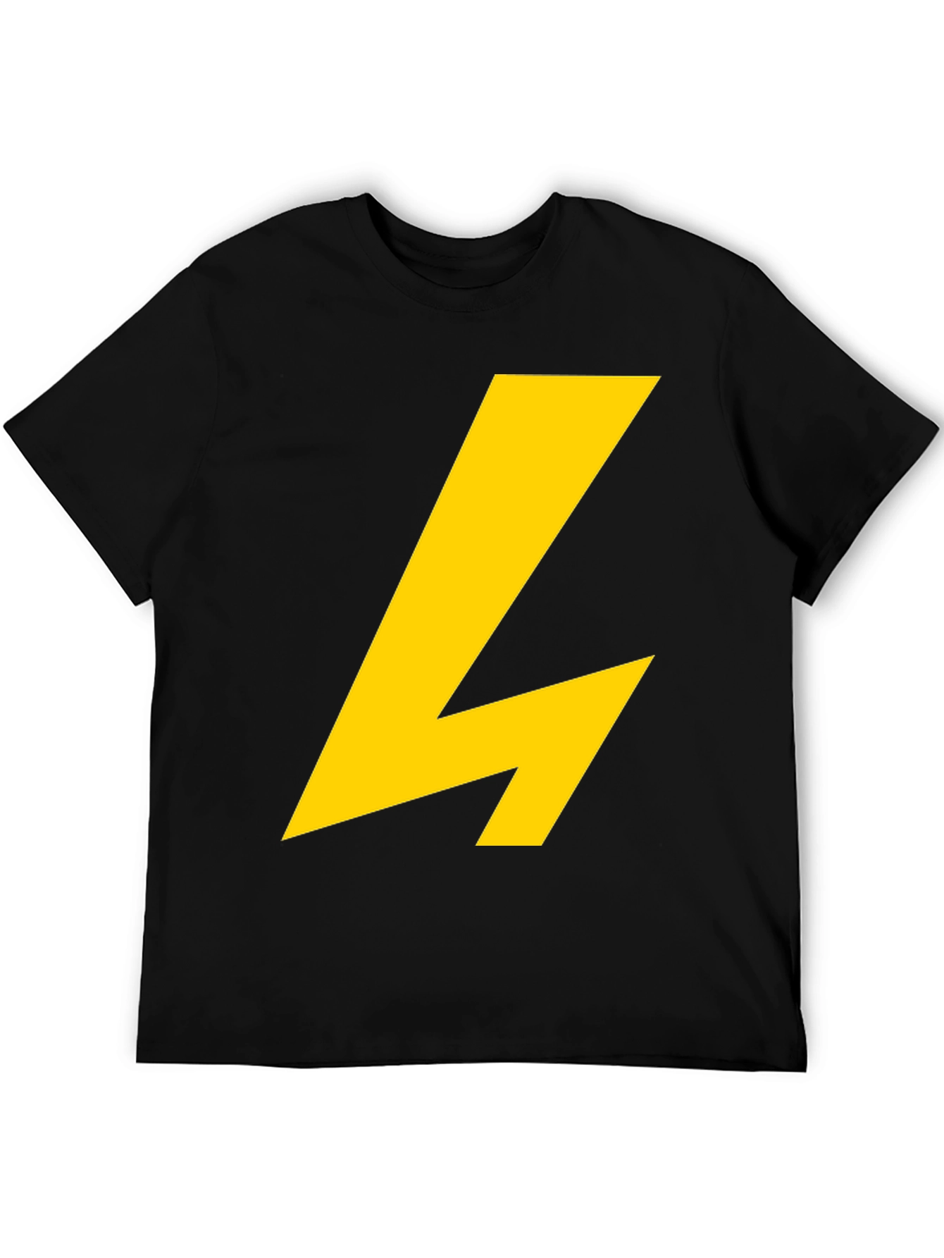 Black T-Shirt with Yellow Lightning Bolt Graphic