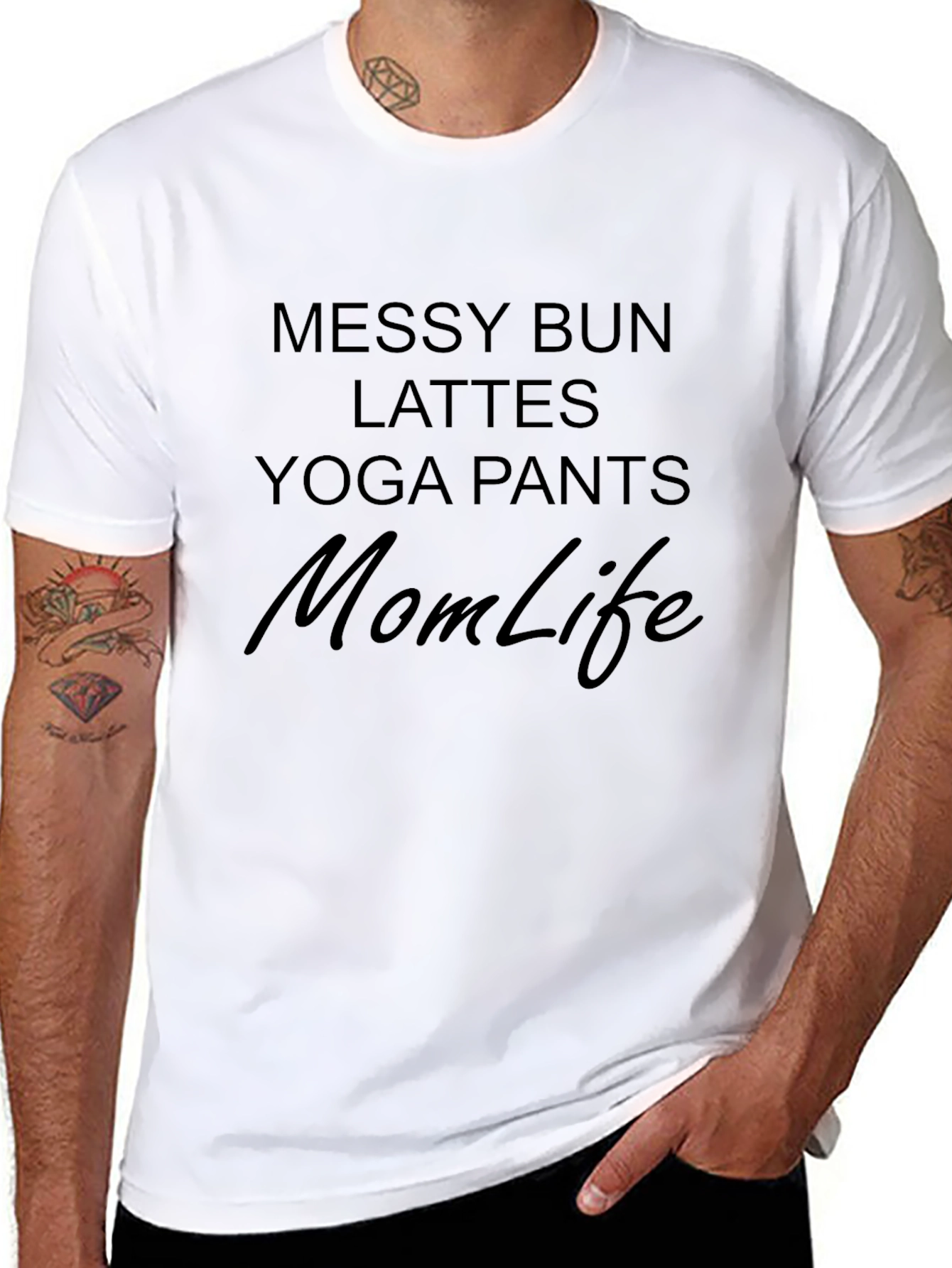 Messy Bun Lattes Yoga Pants Mom Life T-Shirt