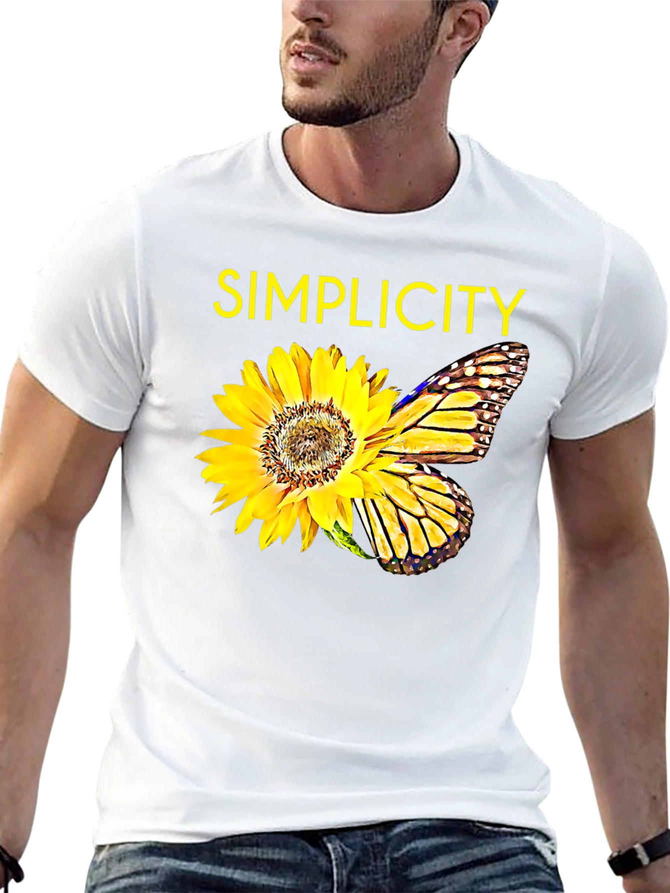 Simplicity Sunflower Butterfly Graphic Tee - Black