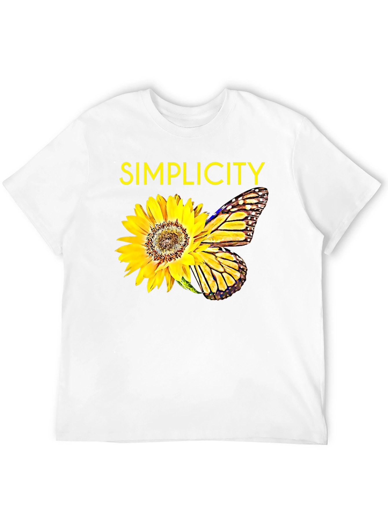 Simplicity Sunflower Butterfly Graphic Tee - Black