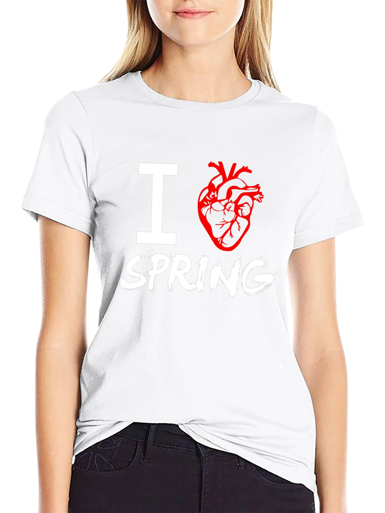 I Heart Spring T-Shirt - Black Crew Neck Tee