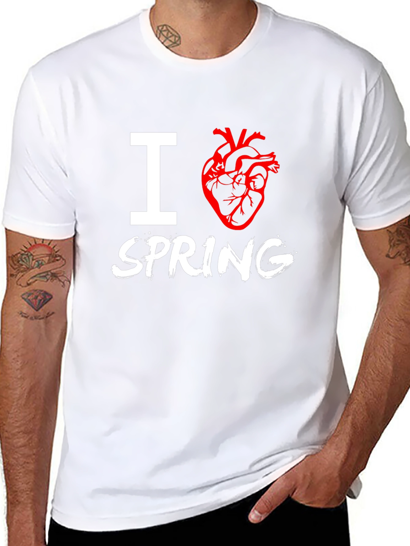 I Heart Spring T-Shirt - Black Crew Neck Tee