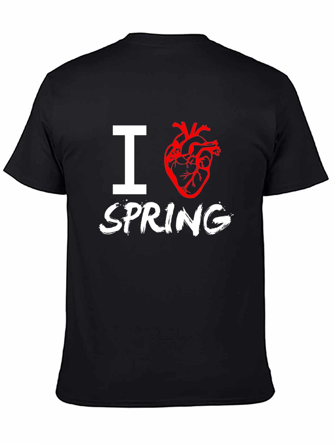 I Heart Spring T-Shirt - Black Crew Neck Tee