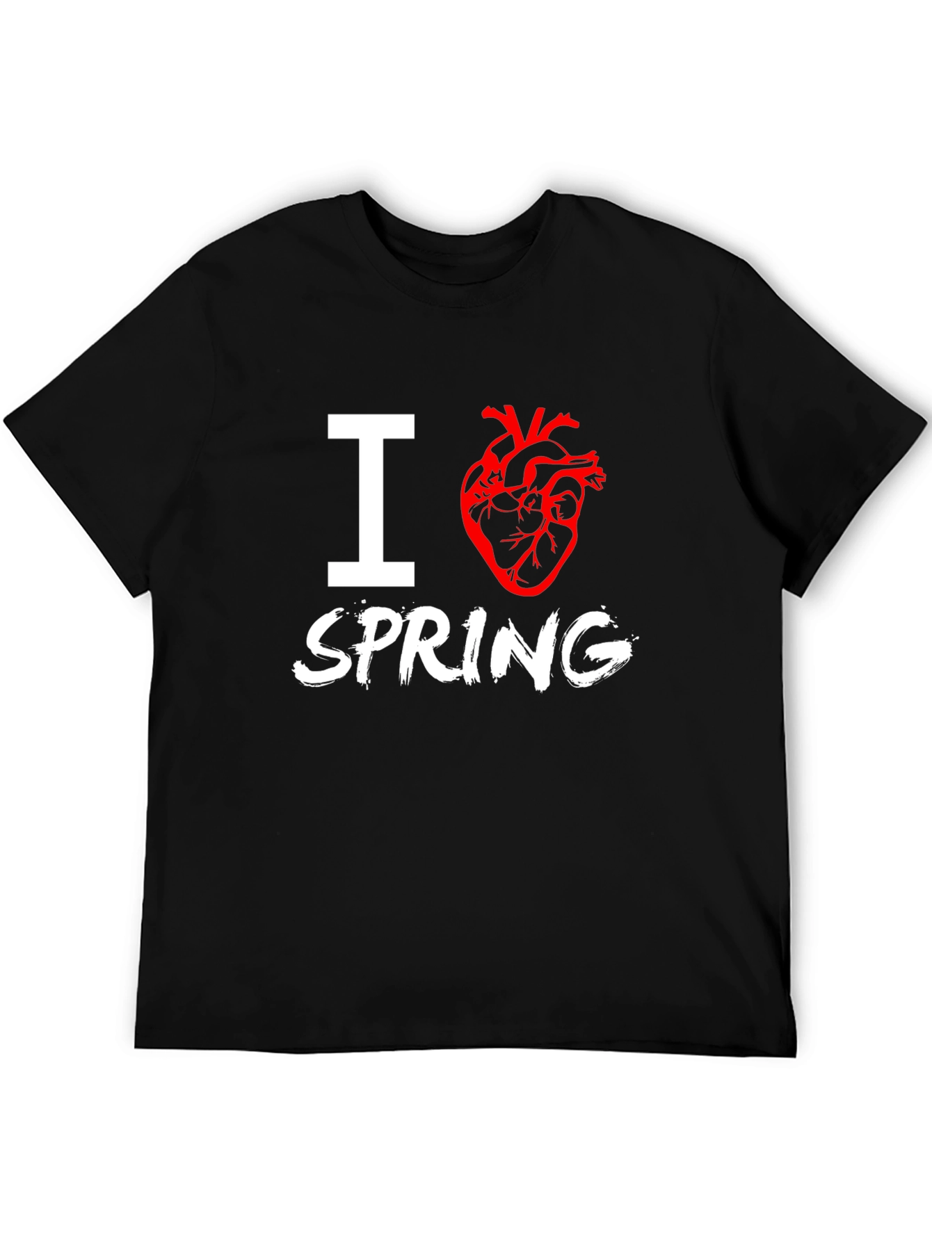 I Heart Spring T-Shirt - Black Crew Neck Tee