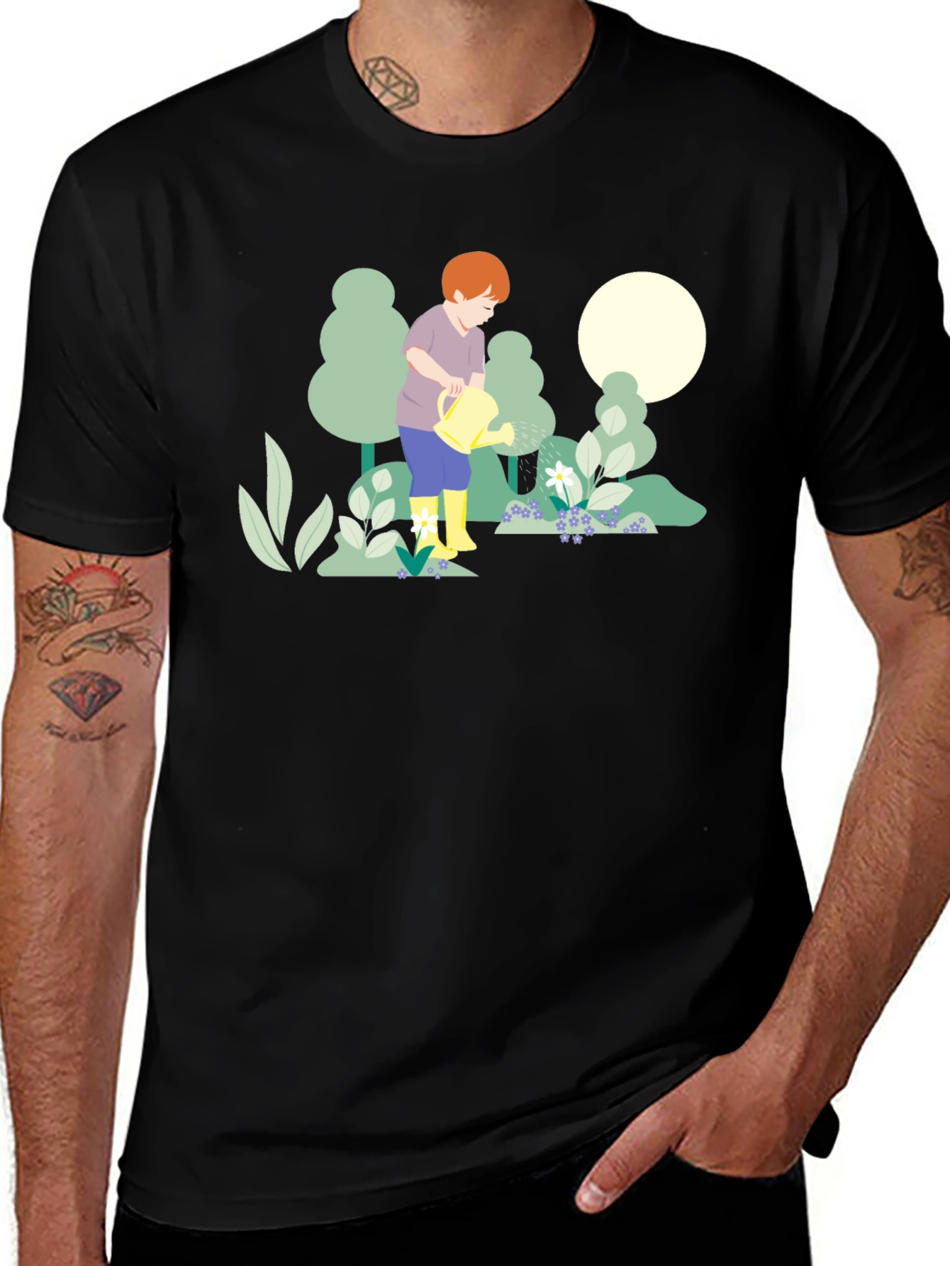 Gardener Graphic Tee - Black Cotton T-Shirt